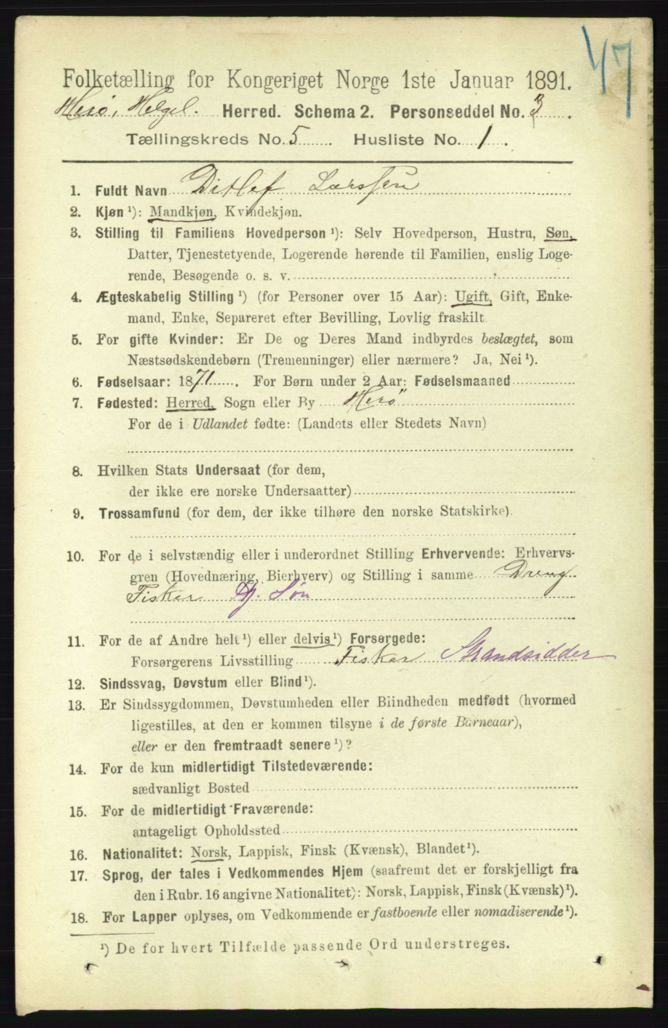 RA, 1891 census for 1818 Herøy, 1891, p. 1402