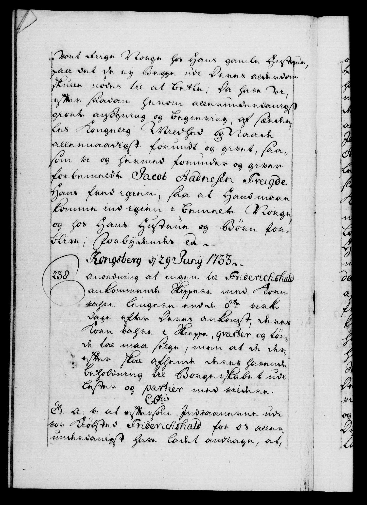 Danske Kanselli 1572-1799, AV/RA-EA-3023/F/Fc/Fca/Fcaa/L0028: Norske registre, 1733-1734, p. 165b