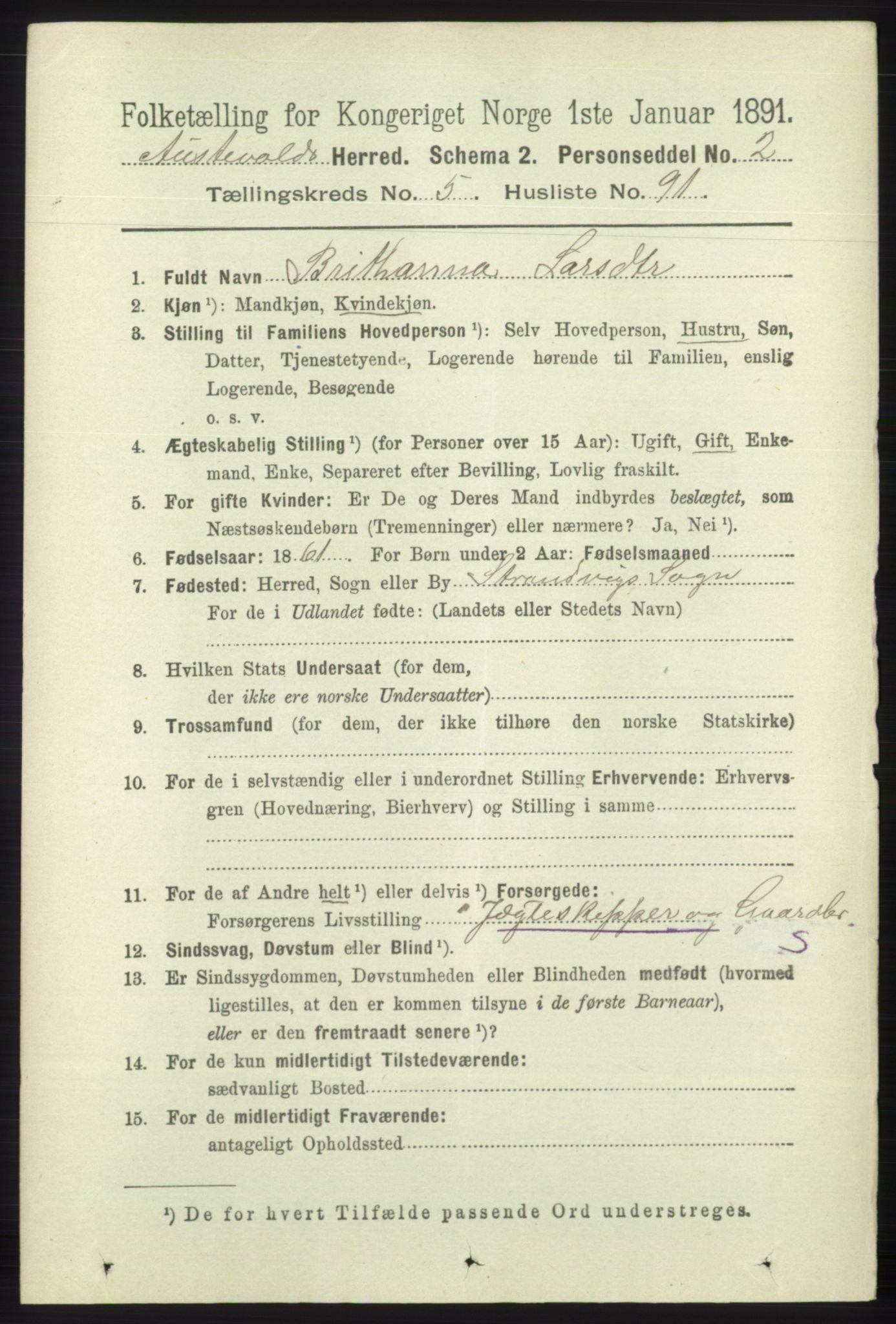 RA, 1891 census for 1244 Austevoll, 1891, p. 2511