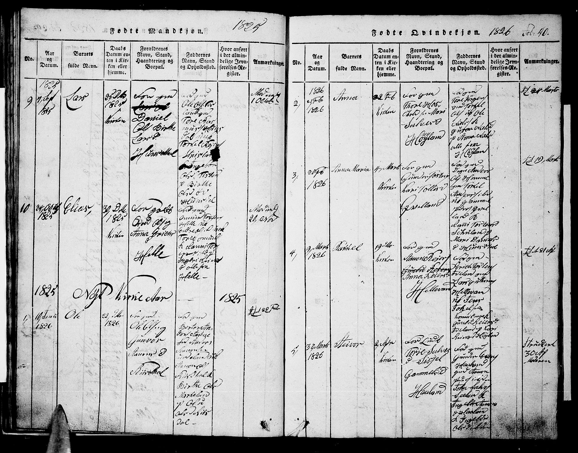 Nord-Audnedal sokneprestkontor, AV/SAK-1111-0032/F/Fb/Fba/L0001: Parish register (copy) no. B 1, 1815-1856, p. 40