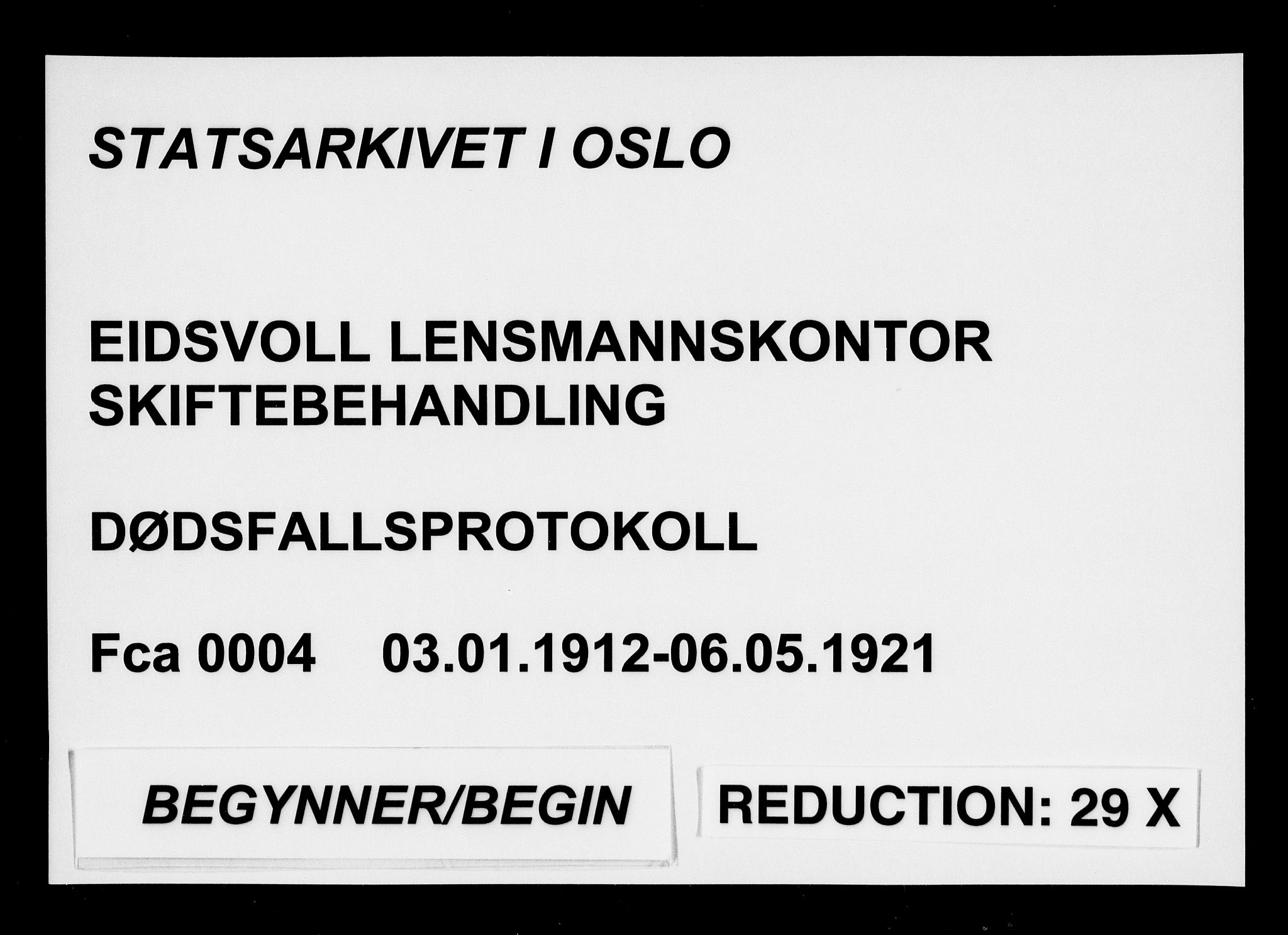 Eidsvoll lensmannskontor, AV/SAO-A-10266a/H/Ha/Haa/L0004: Dødsfallprotokoll, 1912-1921