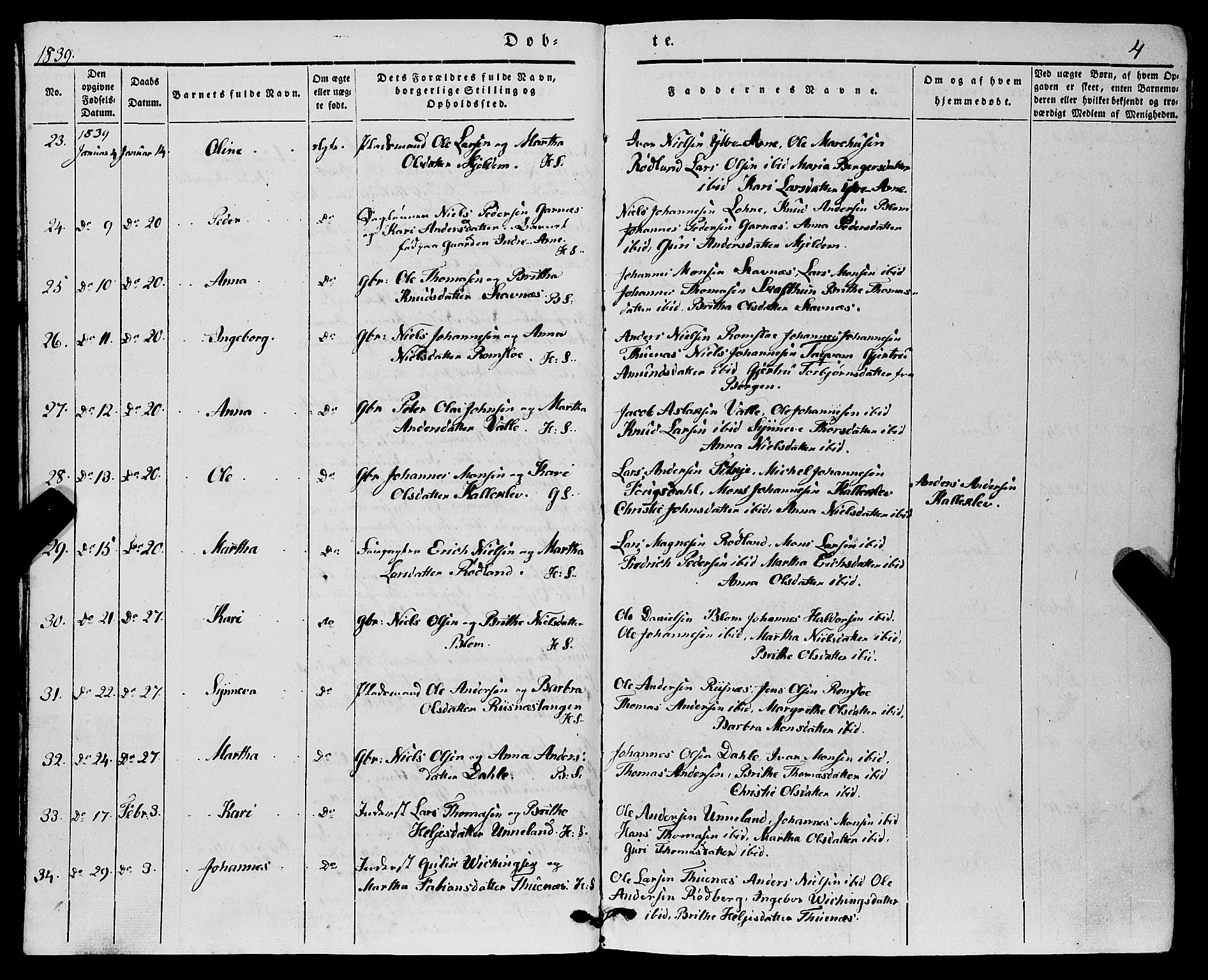 Haus sokneprestembete, AV/SAB-A-75601/H/Haa: Parish register (official) no. A 15, 1838-1847, p. 4