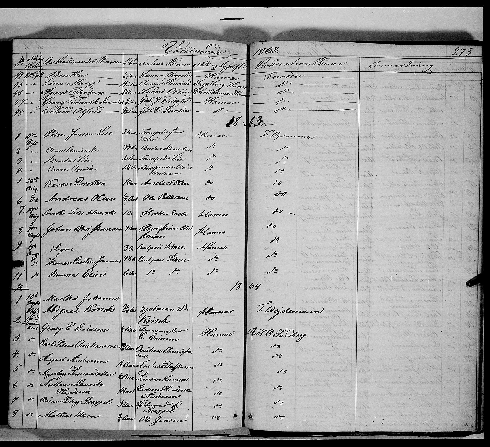 Vang prestekontor, Hedmark, SAH/PREST-008/H/Ha/Haa/L0011: Parish register (official) no. 11, 1852-1877, p. 273