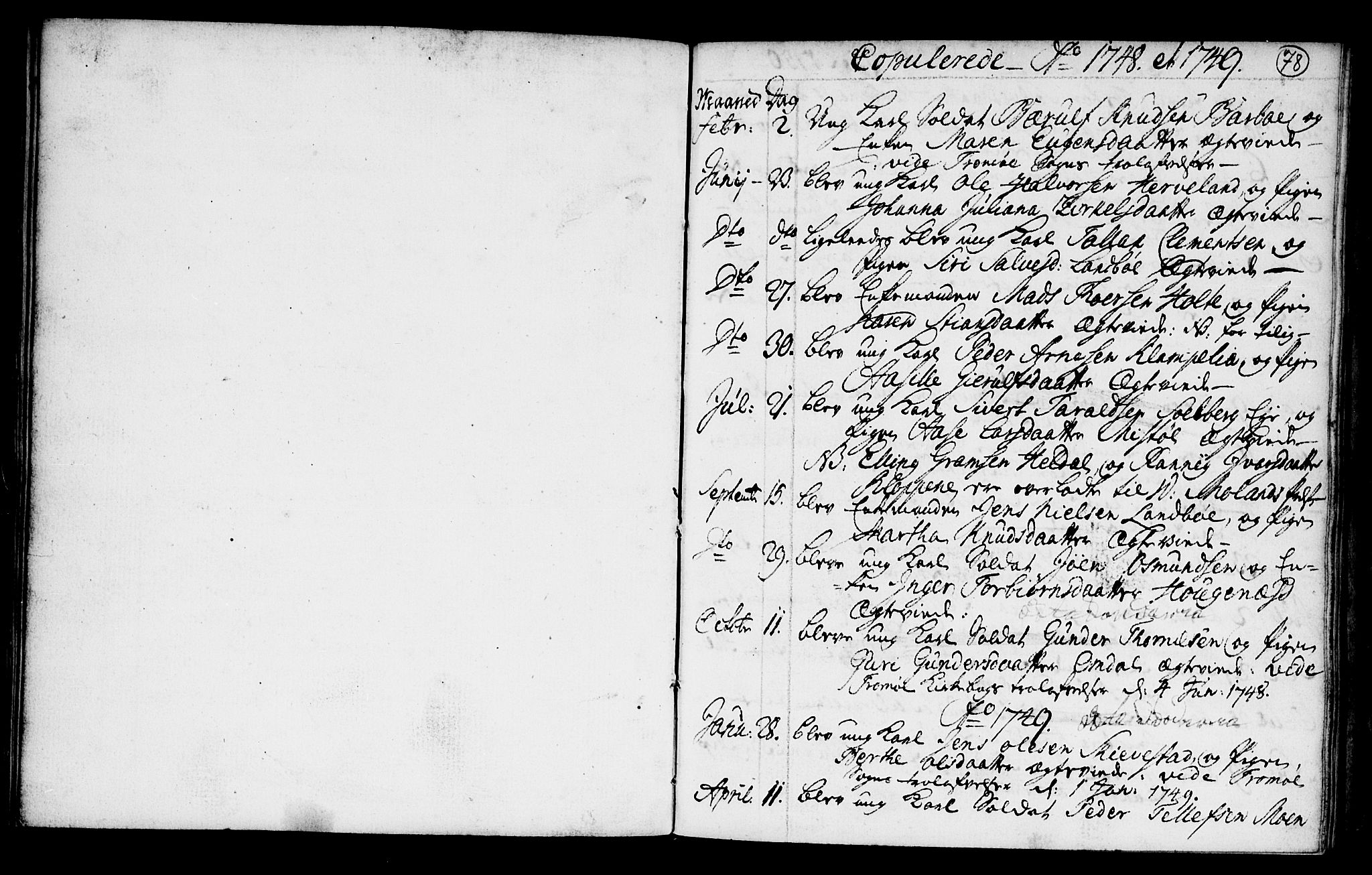 Austre Moland sokneprestkontor, SAK/1111-0001/F/Fa/Faa/L0001: Parish register (official) no. A 1, 1747-1764, p. 78