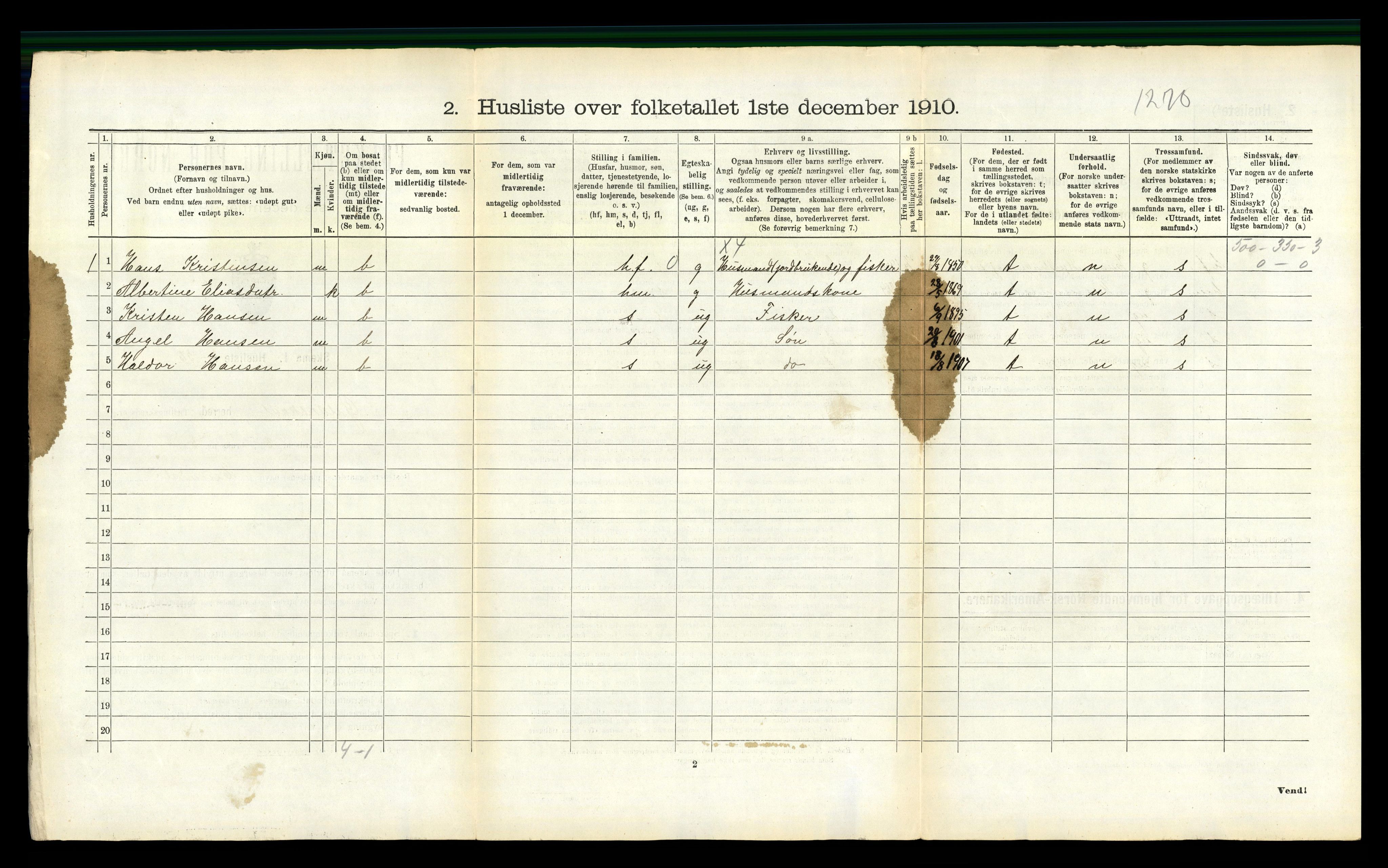 RA, 1910 census for Gildeskål, 1910, p. 164