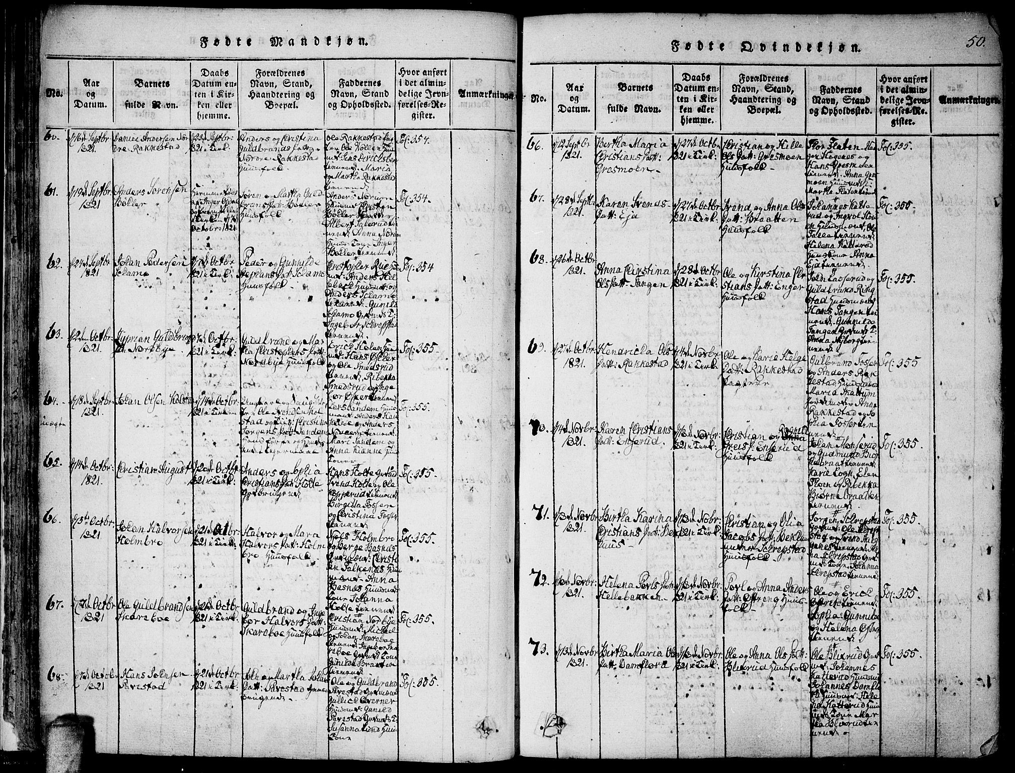 Høland prestekontor Kirkebøker, AV/SAO-A-10346a/F/Fa/L0007: Parish register (official) no. I 7, 1814-1827, p. 50