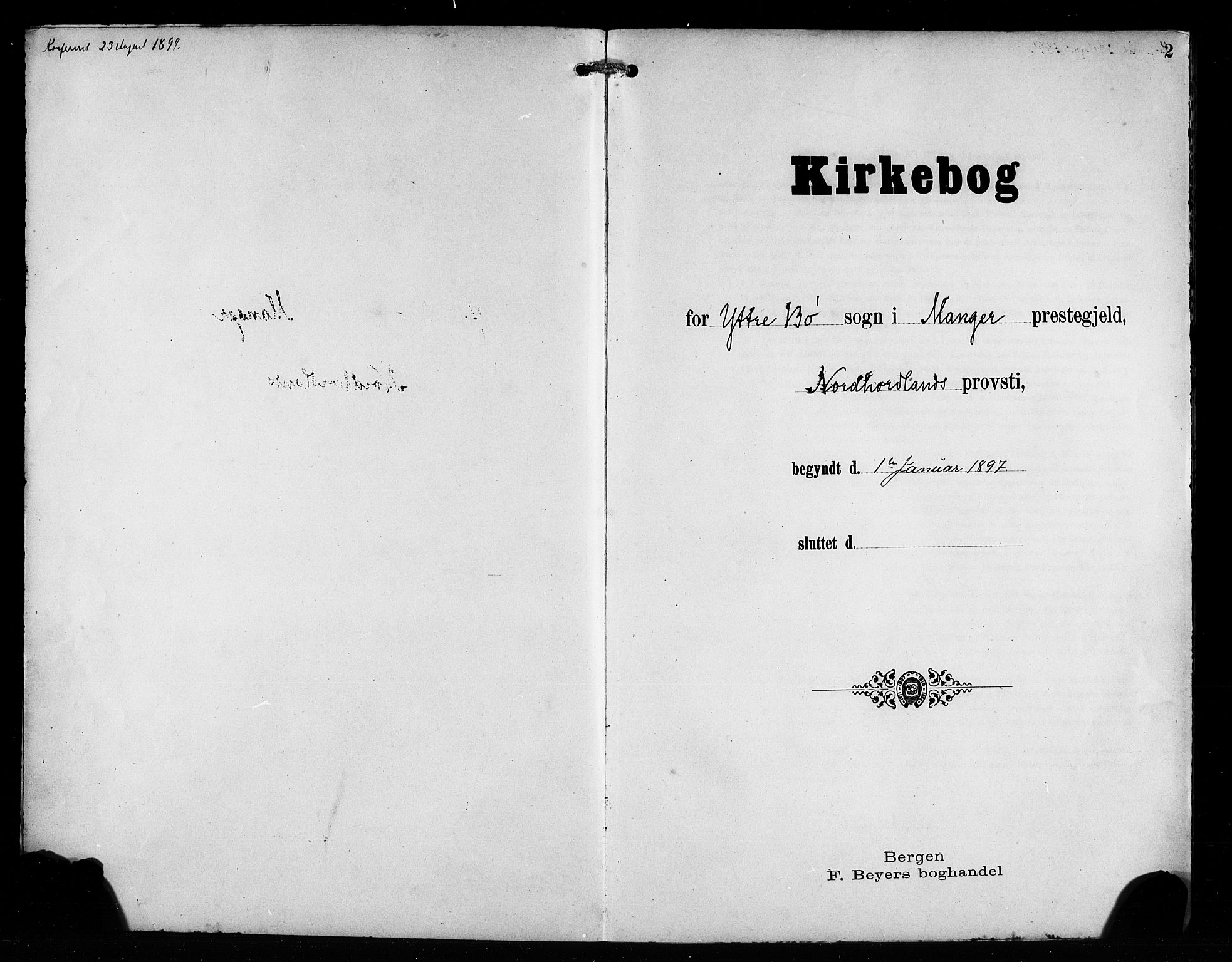 Manger sokneprestembete, SAB/A-76801/H/Hab: Parish register (copy) no. C 1, 1897-1908, p. 2