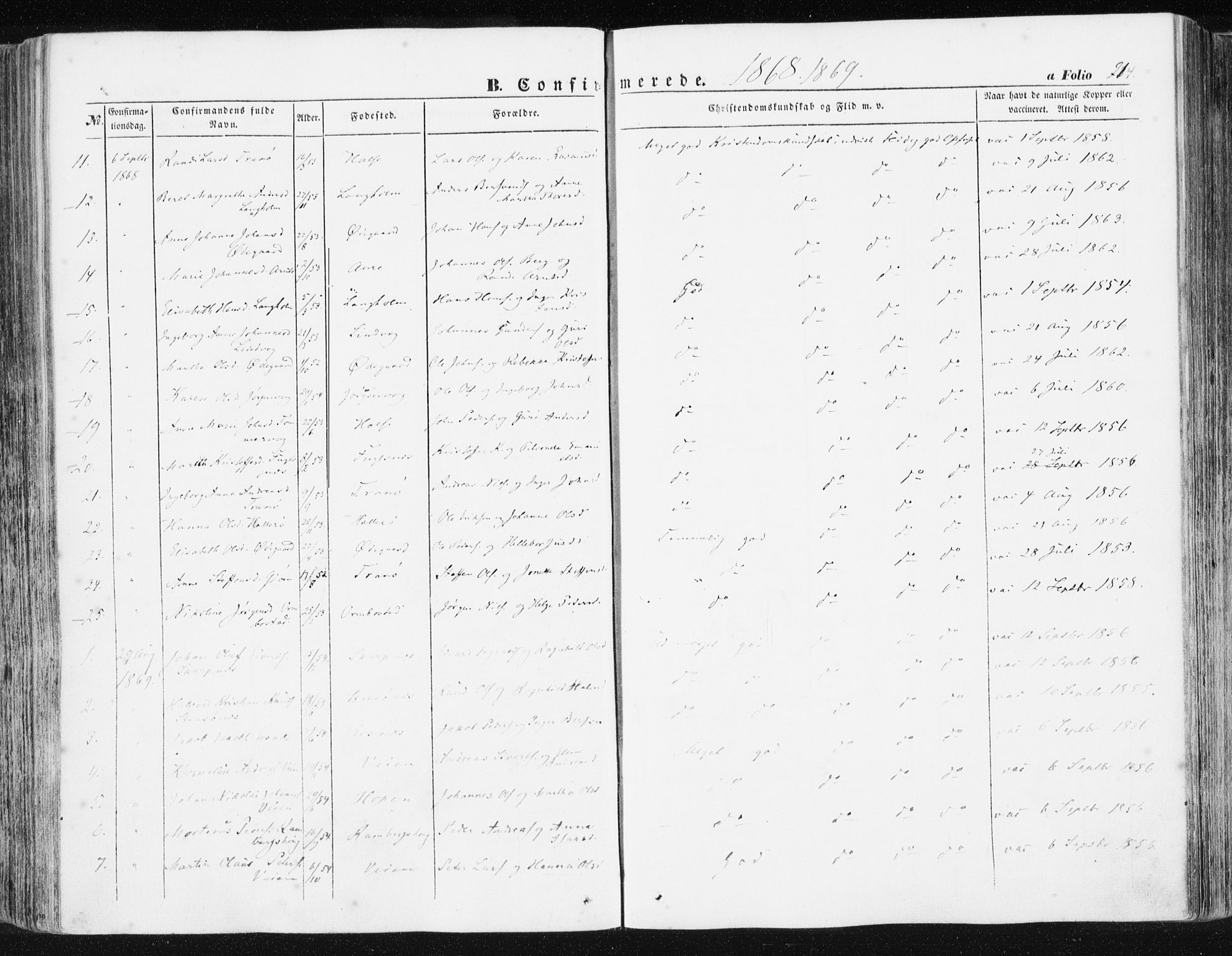 Ministerialprotokoller, klokkerbøker og fødselsregistre - Møre og Romsdal, AV/SAT-A-1454/581/L0937: Parish register (official) no. 581A05, 1853-1872, p. 214