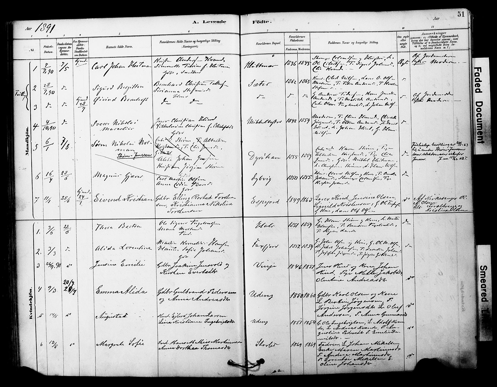 Tranøy sokneprestkontor, SATØ/S-1313/I/Ia/Iaa/L0011kirke: Parish register (official) no. 11, 1878-1904, p. 51