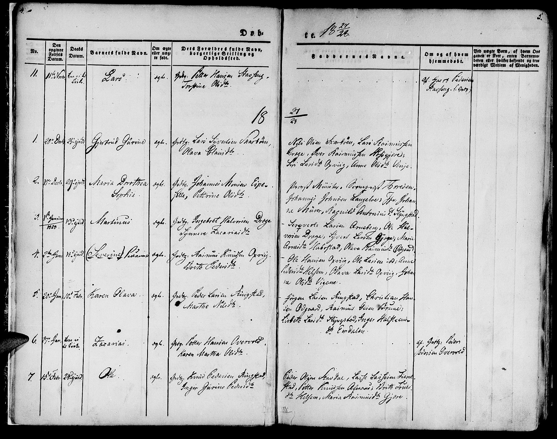 Ministerialprotokoller, klokkerbøker og fødselsregistre - Møre og Romsdal, SAT/A-1454/520/L0274: Parish register (official) no. 520A04, 1827-1864, p. 4-5