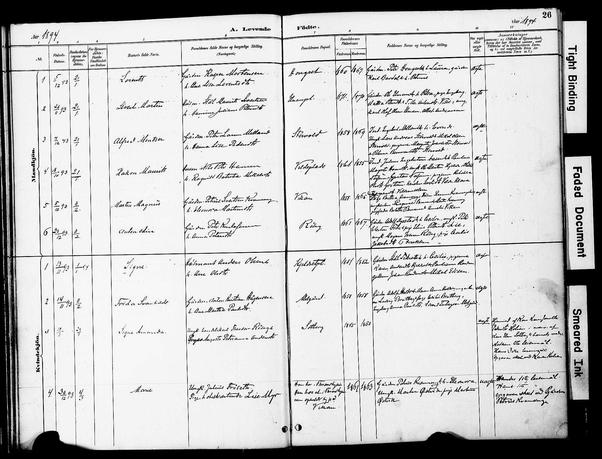 Ministerialprotokoller, klokkerbøker og fødselsregistre - Nord-Trøndelag, SAT/A-1458/741/L0396: Parish register (official) no. 741A10, 1889-1901, p. 26