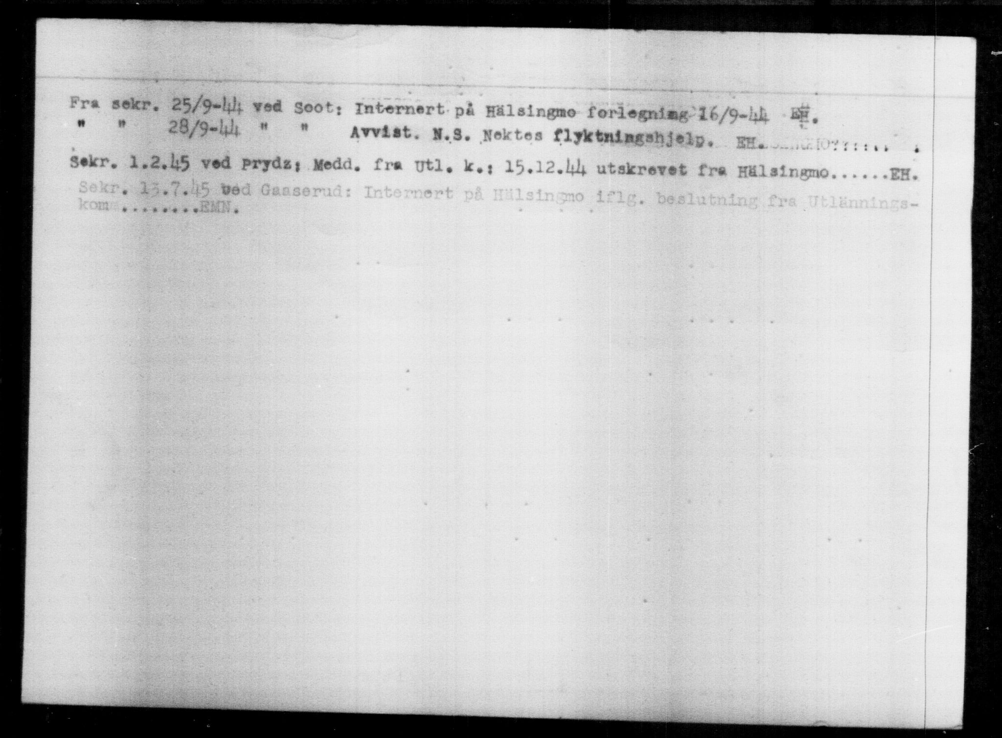 Utenriksstasjonene, Legasjonen i Stockholm, Flyktningkontoret, AV/RA-S-6753/V/Va/L0013: Kjesäterkartoteket, flyktninger med registreringsnr. 31500-34731, 1940-1945, p. 1599