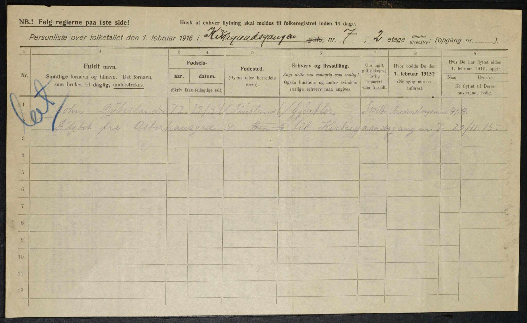 OBA, Municipal Census 1916 for Kristiania, 1916, p. 51057