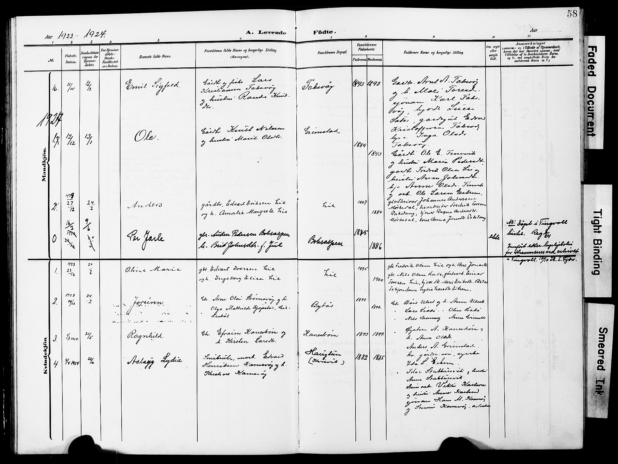 Ministerialprotokoller, klokkerbøker og fødselsregistre - Møre og Romsdal, AV/SAT-A-1454/587/L1001: Parish register (copy) no. 587C01, 1906-1927, p. 58