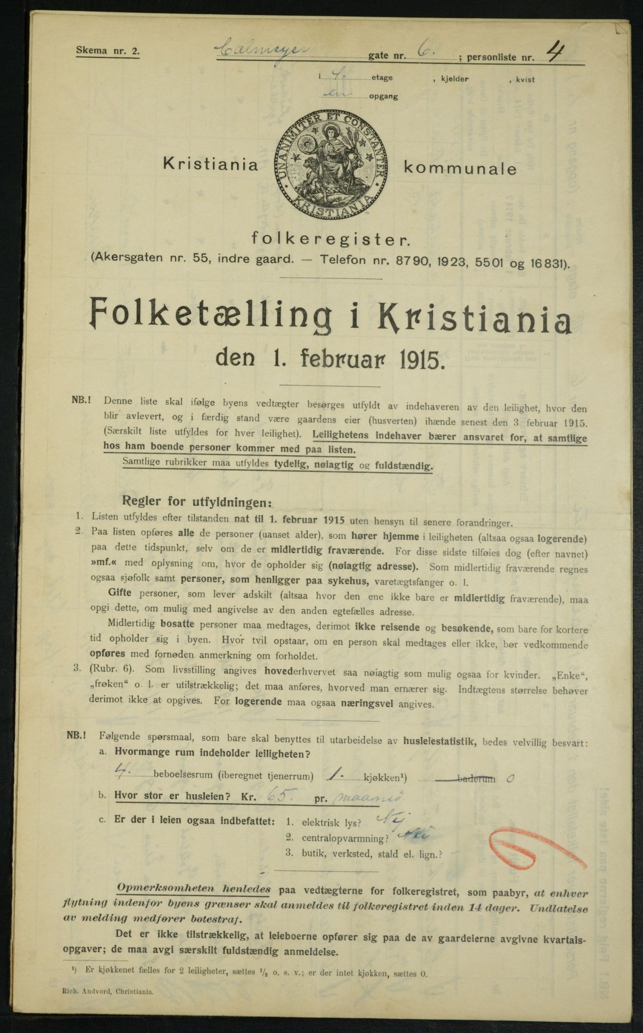 OBA, Municipal Census 1915 for Kristiania, 1915, p. 11423