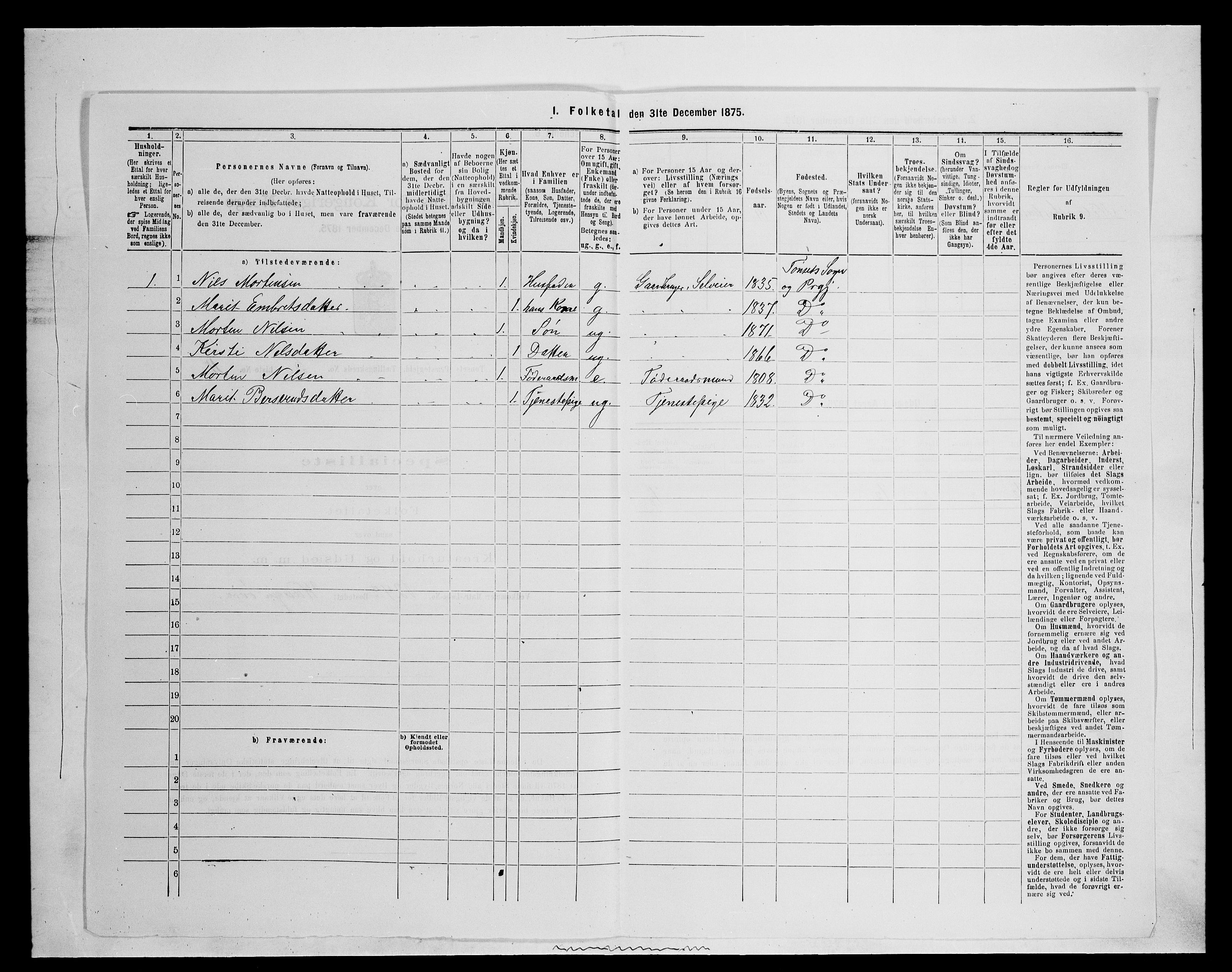 SAH, 1875 census for 0437P Tynset, 1875, p. 586