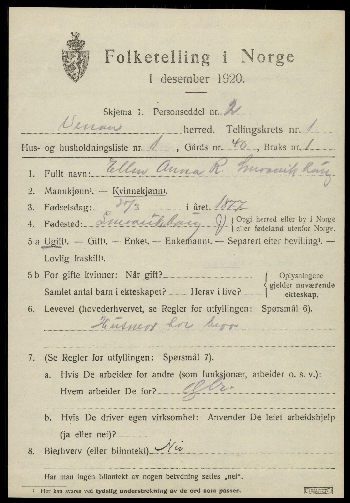 SAT, 1920 census for Verran, 1920, p. 608