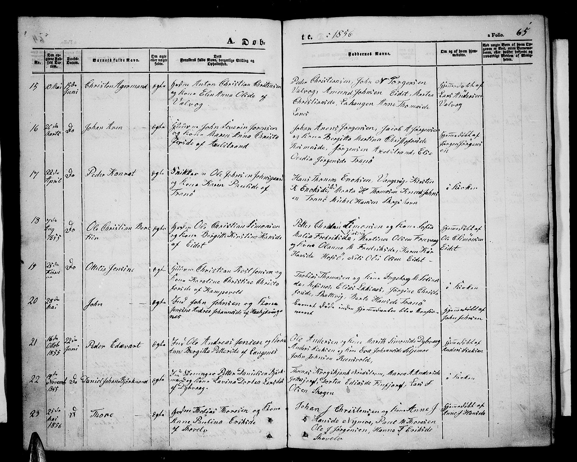 Tranøy sokneprestkontor, AV/SATØ-S-1313/I/Ia/Iab/L0002klokker: Parish register (copy) no. 2, 1847-1860, p. 65