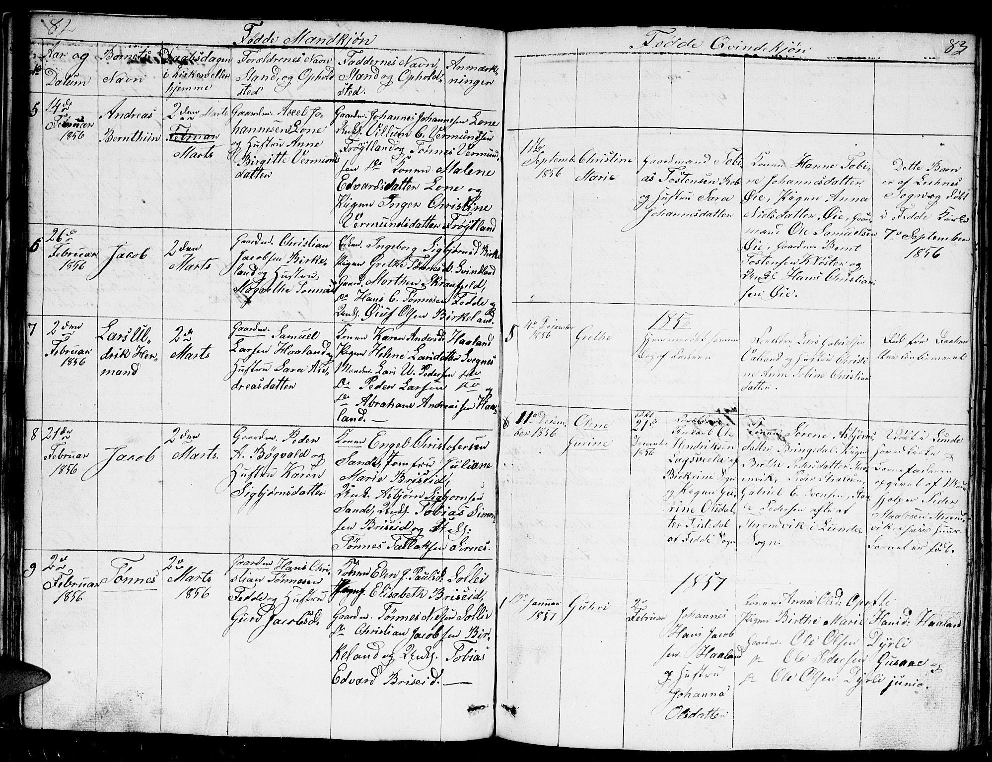 Kvinesdal sokneprestkontor, AV/SAK-1111-0026/F/Fb/Fba/L0002: Parish register (copy) no. B 2, 1838-1858, p. 82-83