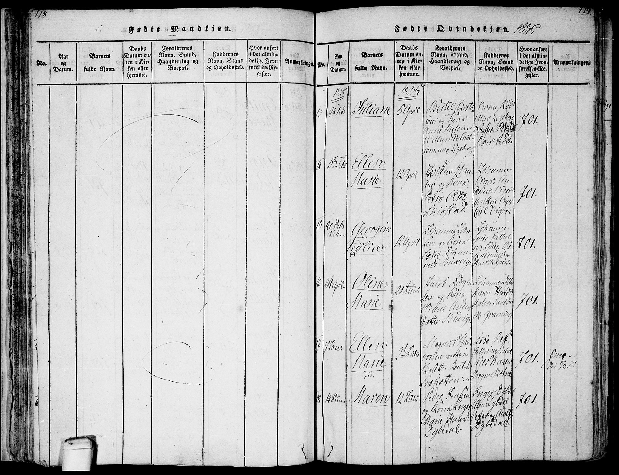 Hvaler prestekontor Kirkebøker, SAO/A-2001/F/Fa/L0005: Parish register (official) no. I 5, 1816-1845, p. 118-119