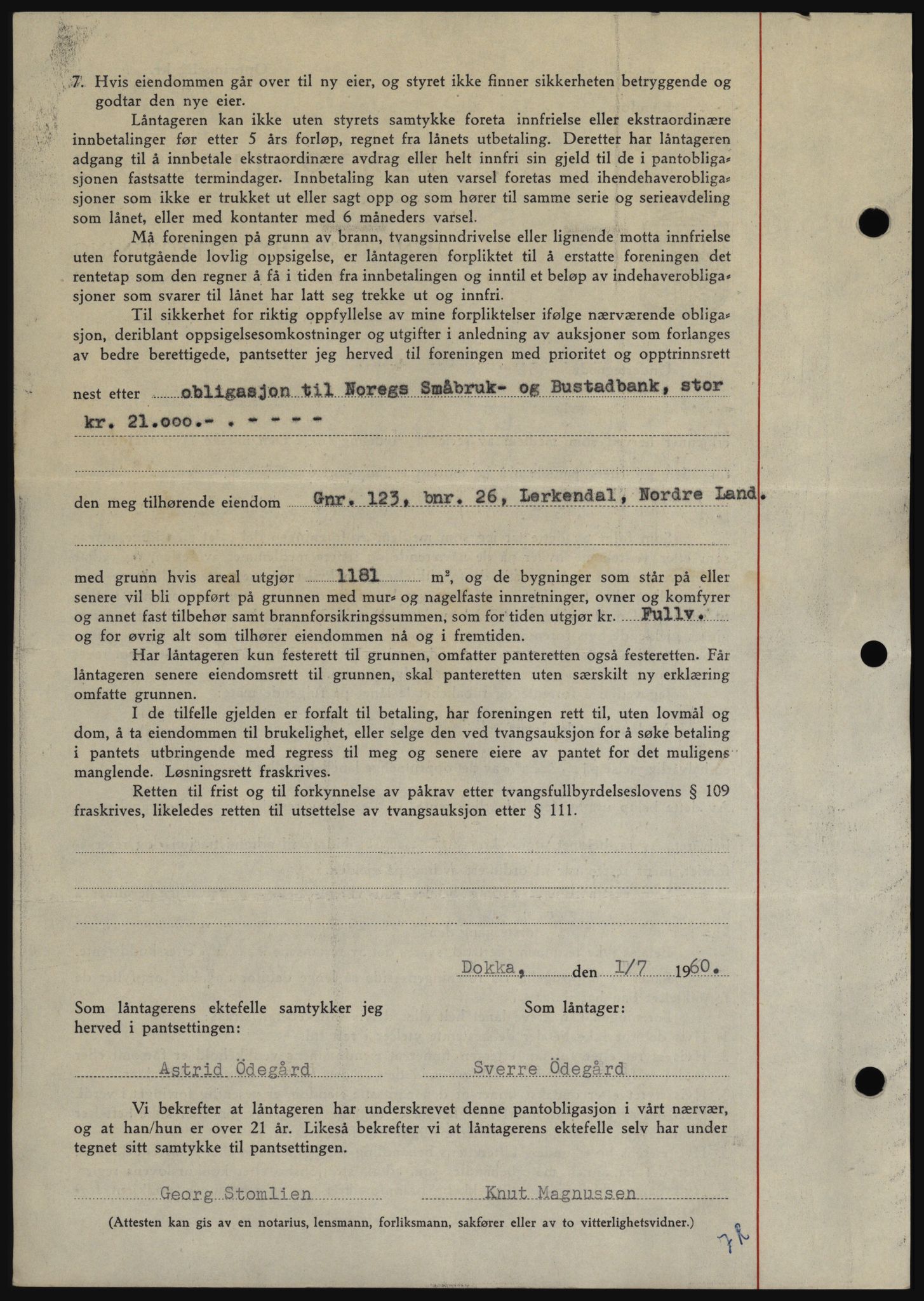 Hadeland og Land tingrett, SAH/TING-010/H/Hb/Hbc/L0043: Mortgage book no. B43, 1960-1960, Diary no: : 2438/1960