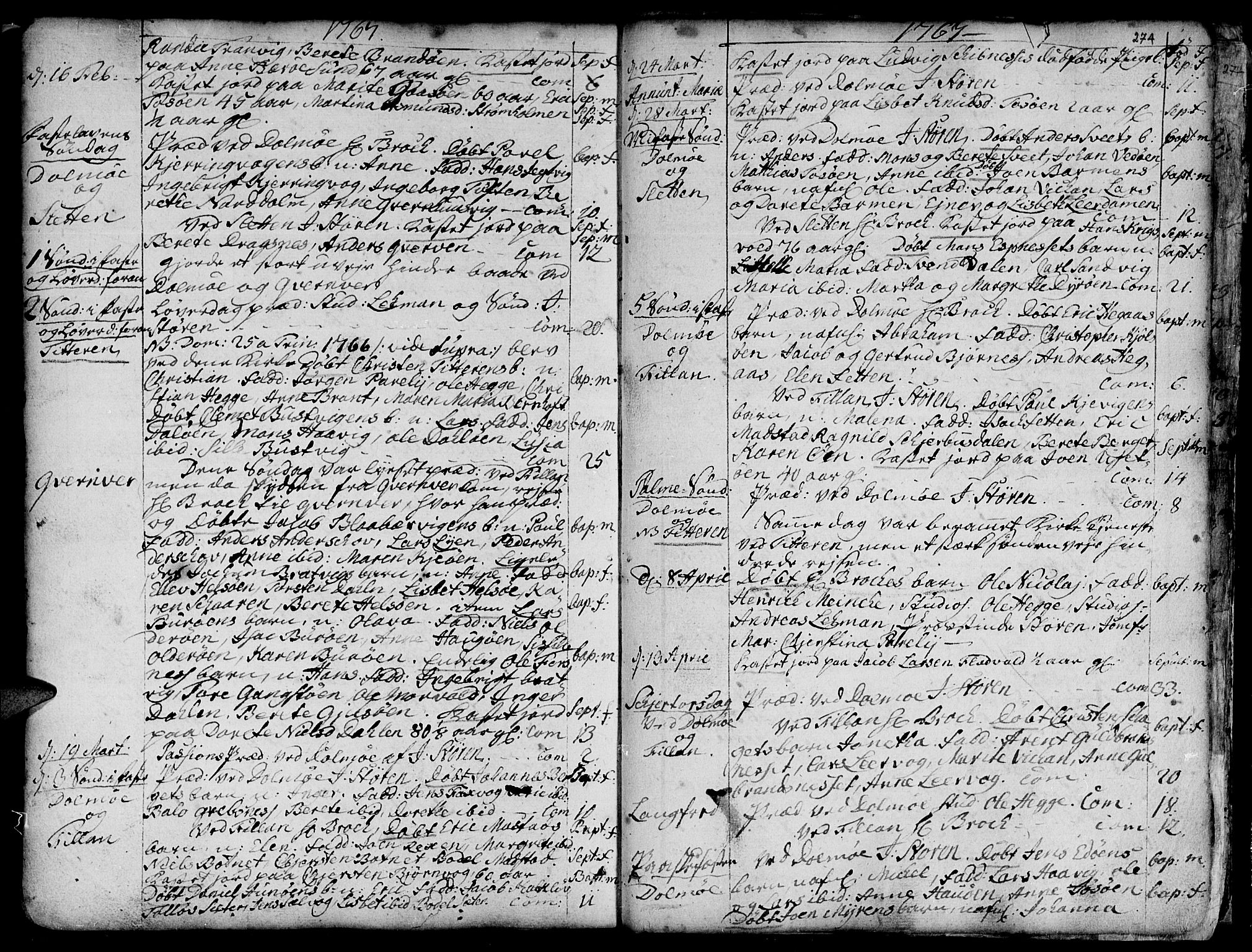 Ministerialprotokoller, klokkerbøker og fødselsregistre - Sør-Trøndelag, SAT/A-1456/634/L0525: Parish register (official) no. 634A01, 1736-1775, p. 274