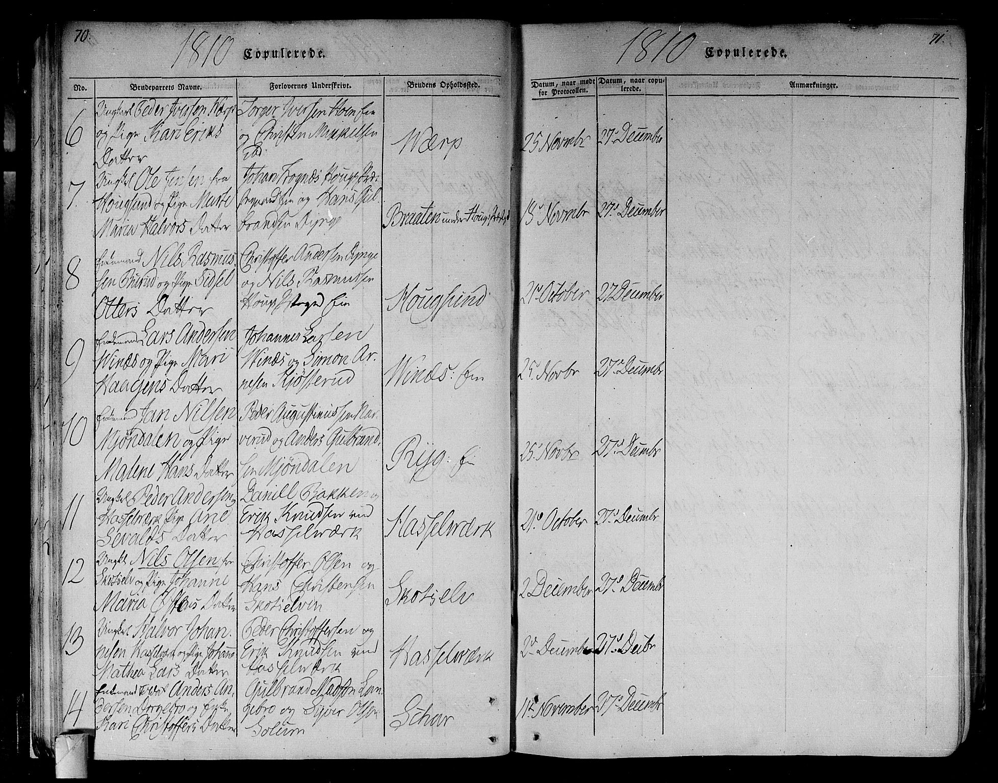 Eiker kirkebøker, SAKO/A-4/F/Fa/L0010: Parish register (official) no. I 10, 1806-1815, p. 70-71