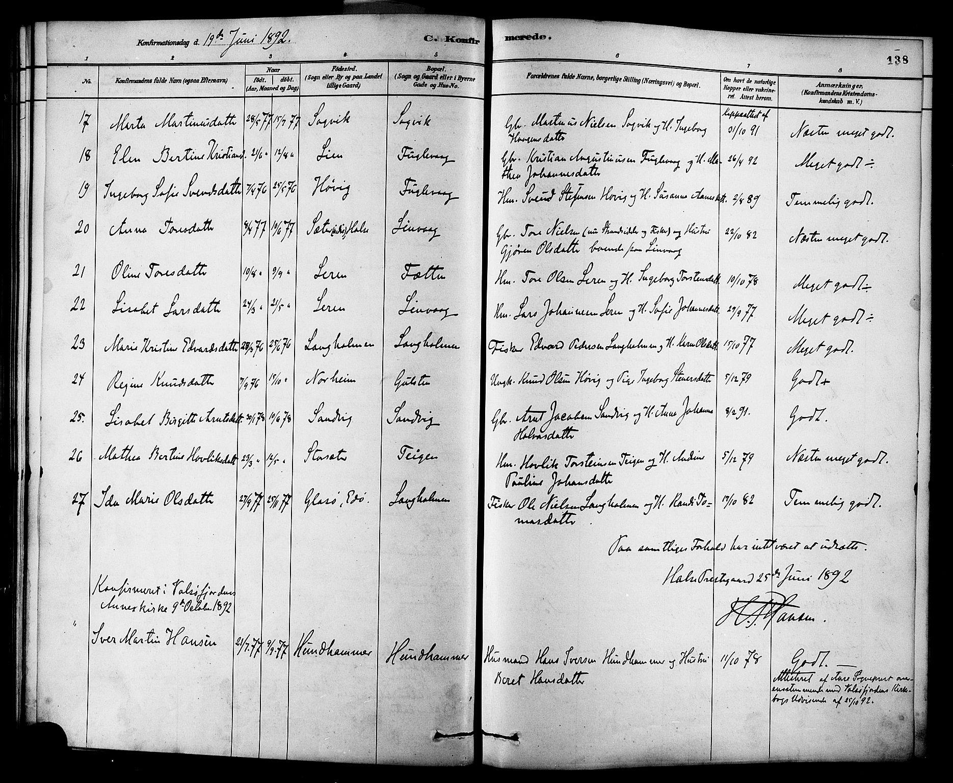 Ministerialprotokoller, klokkerbøker og fødselsregistre - Møre og Romsdal, AV/SAT-A-1454/577/L0896: Parish register (official) no. 577A03, 1880-1898, p. 138