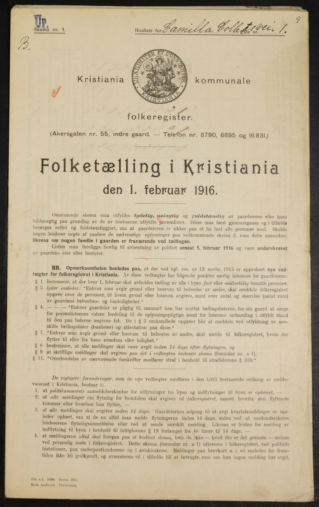 OBA, Municipal Census 1916 for Kristiania, 1916, p. 11614