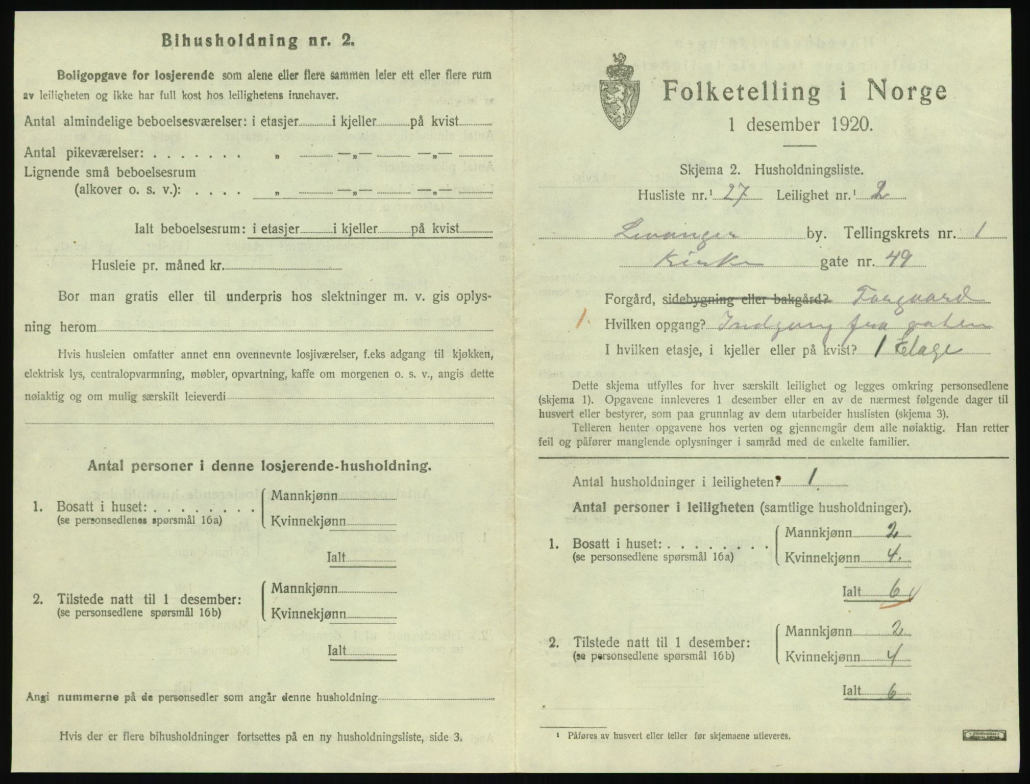 SAT, 1920 census for Levanger town, 1920, p. 558