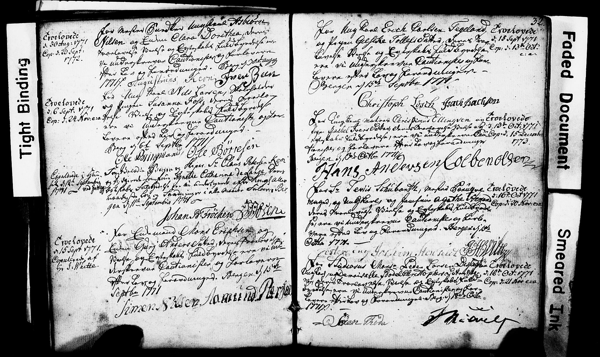 Domkirken sokneprestembete, AV/SAB-A-74801: Best man's statements no. II.5.1, 1767-1792, p. 32