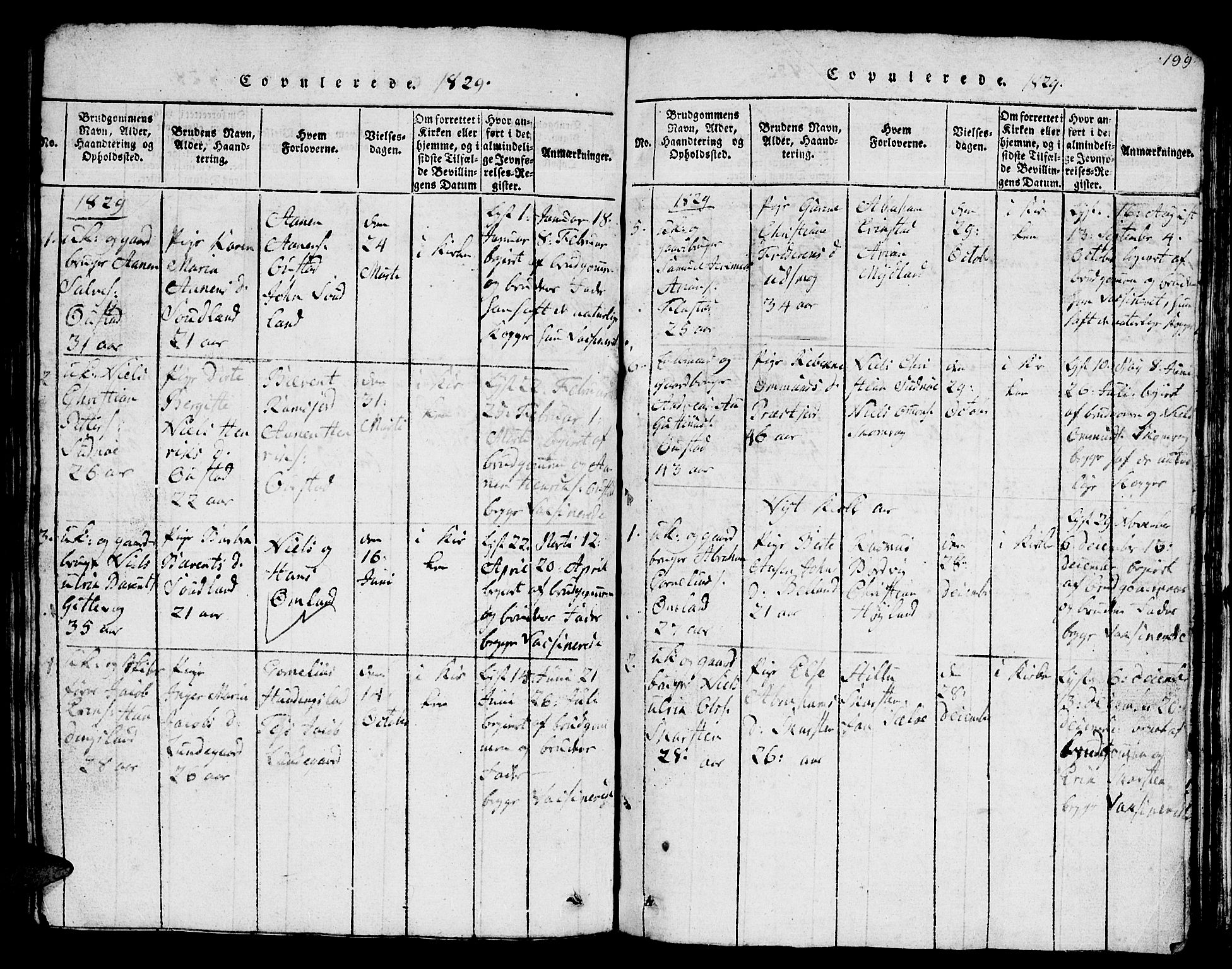 Lyngdal sokneprestkontor, SAK/1111-0029/F/Fb/Fba/L0001: Parish register (copy) no. B 1, 1816-1876, p. 199