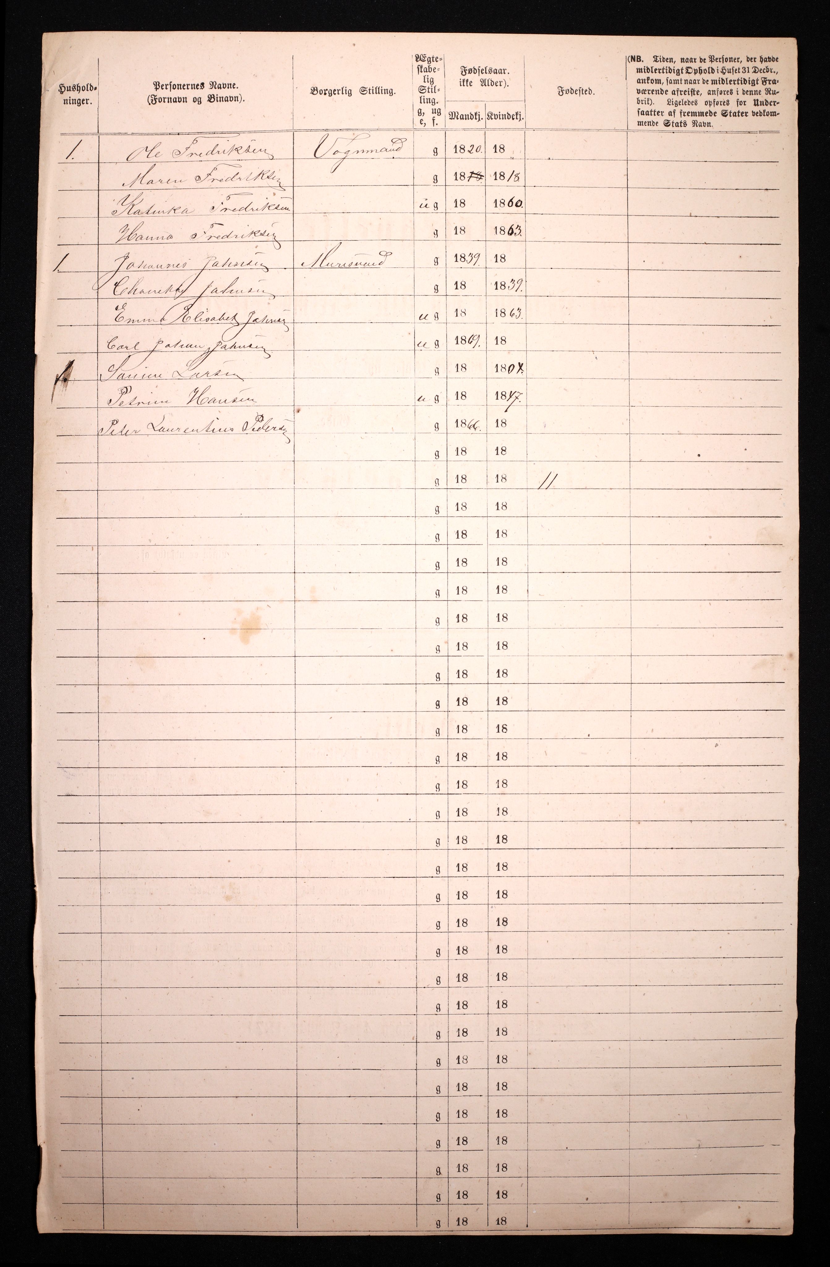 RA, 1870 census for 0301 Kristiania, 1870, p. 3431