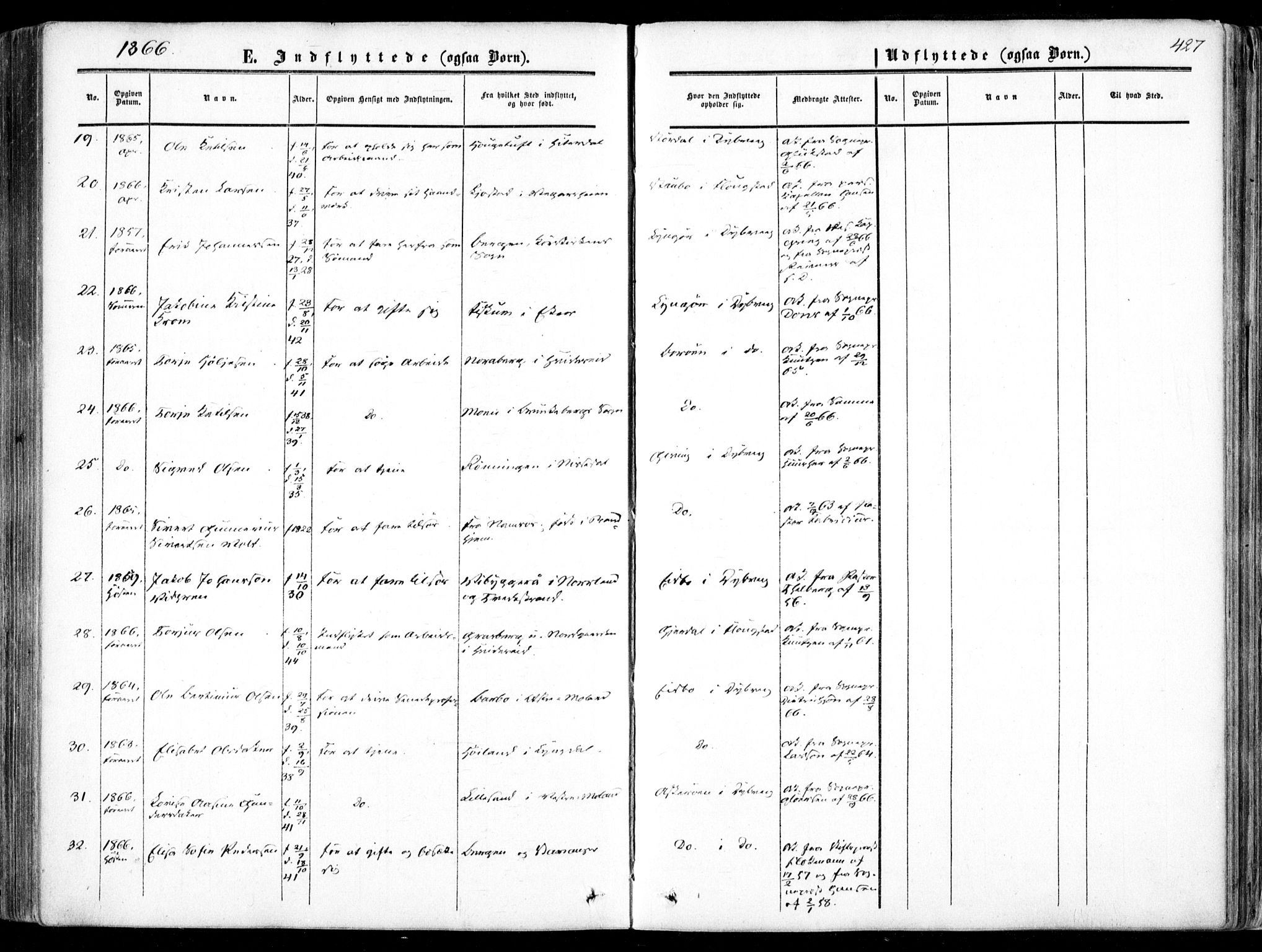 Dypvåg sokneprestkontor, SAK/1111-0007/F/Fa/Faa/L0006: Parish register (official) no. A 6, 1855-1872, p. 427