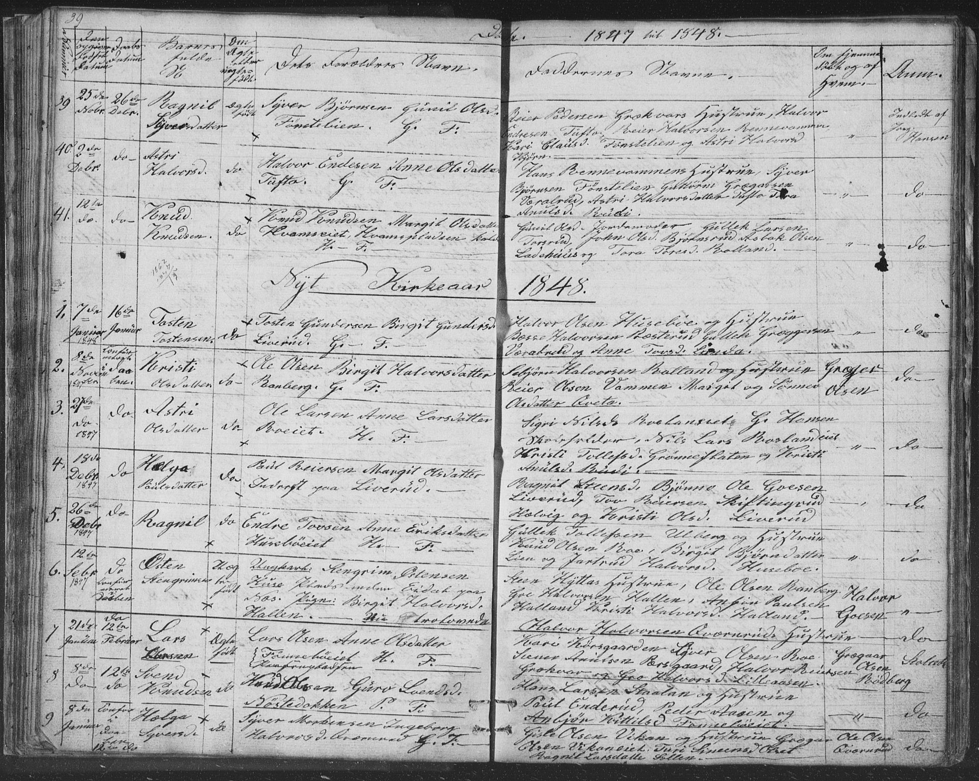 Nore kirkebøker, SAKO/A-238/F/Fc/L0002: Parish register (official) no. III 2, 1836-1861, p. 39