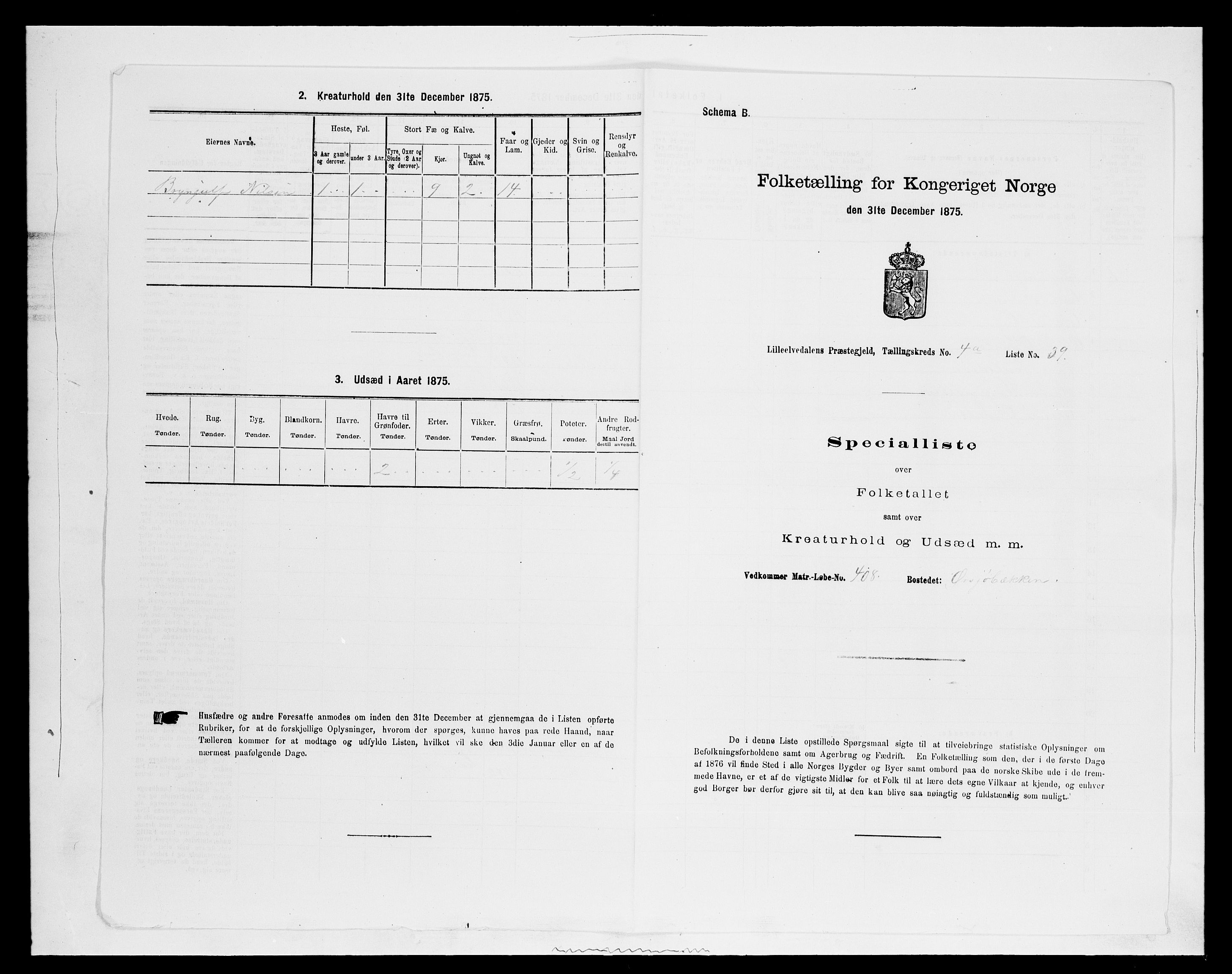 SAH, 1875 census for 0438P Lille Elvedalen, 1875, p. 437