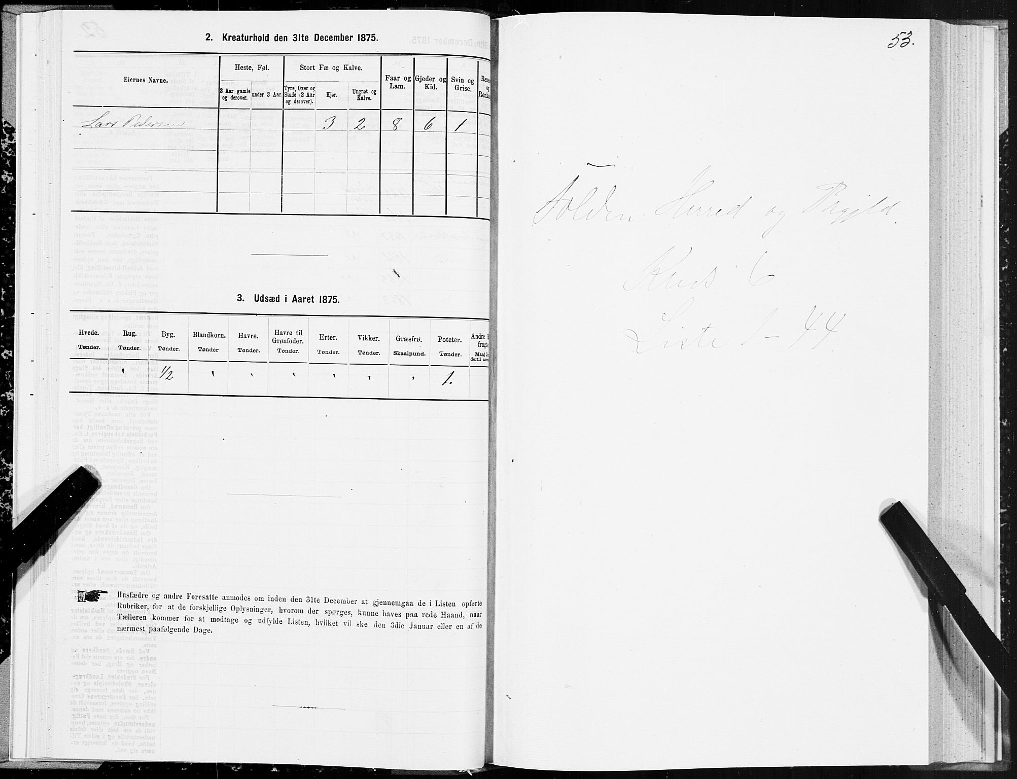 SAT, 1875 census for 1845P Folda, 1875, p. 2053