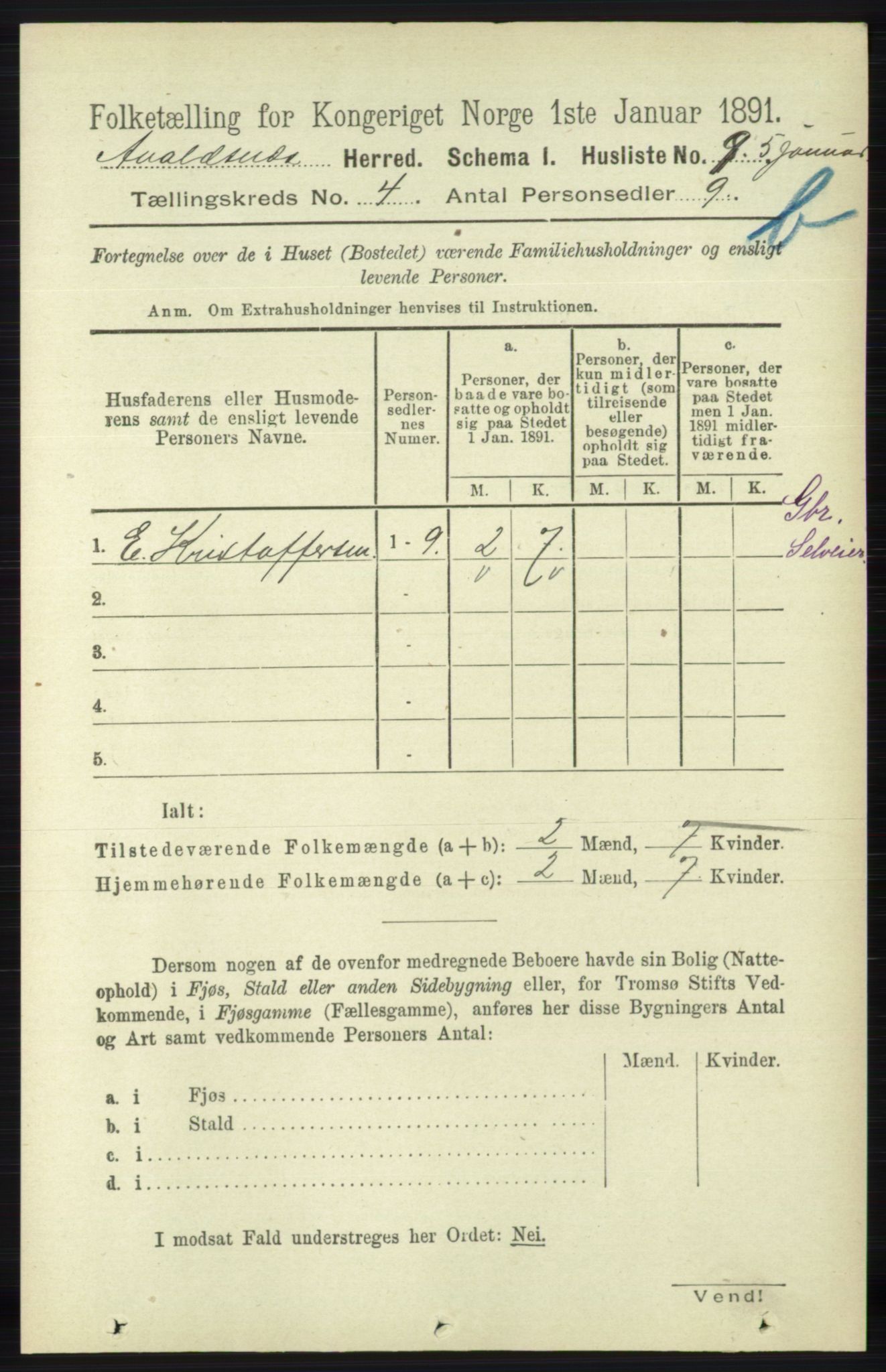 RA, 1891 census for 1147 Avaldsnes, 1891, p. 2794