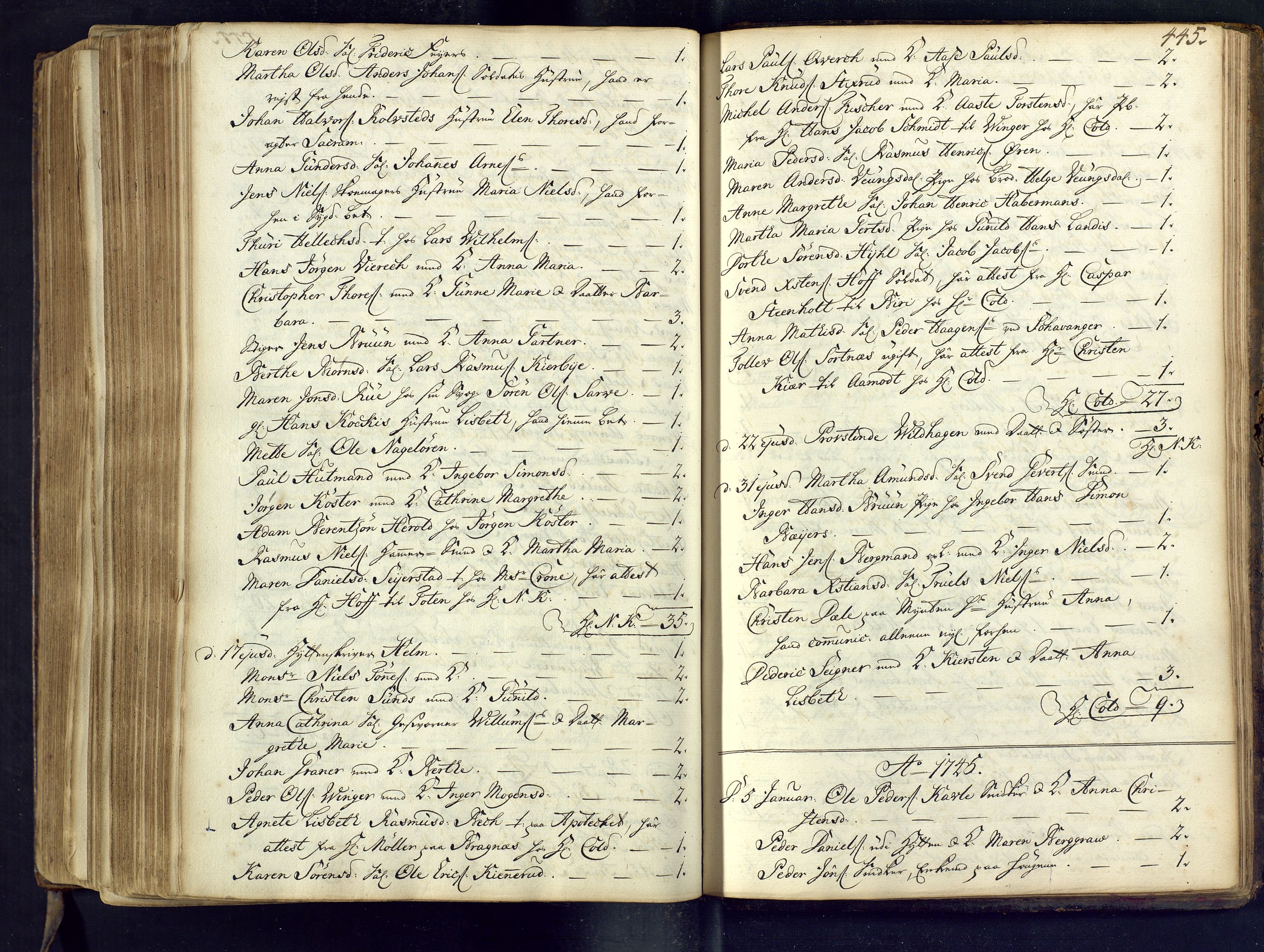 Kongsberg kirkebøker, SAKO/A-22/M/Ma/L0002: Communicants register no. 2, 1739-1745, p. 445