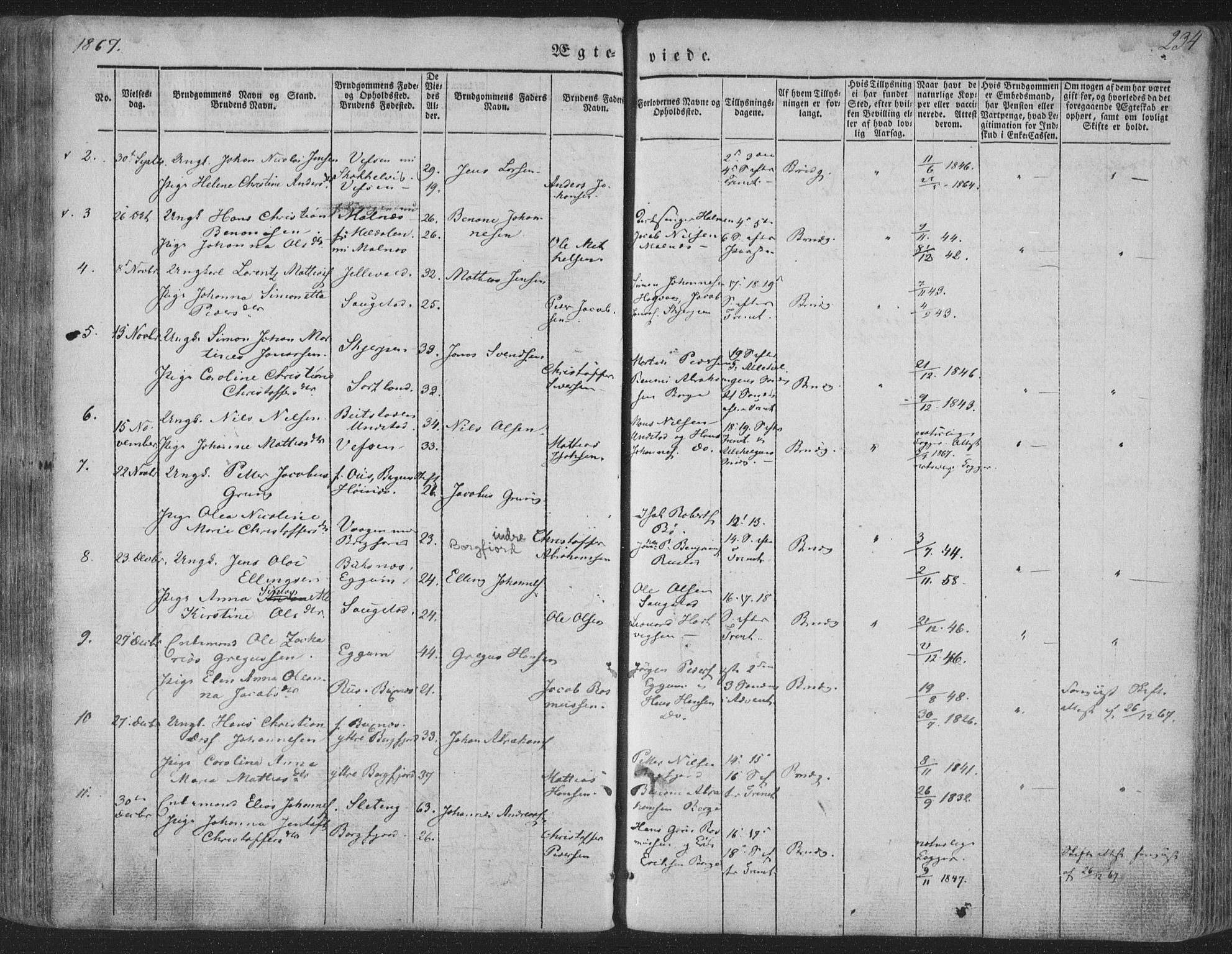 Ministerialprotokoller, klokkerbøker og fødselsregistre - Nordland, AV/SAT-A-1459/880/L1131: Parish register (official) no. 880A05, 1844-1868, p. 234