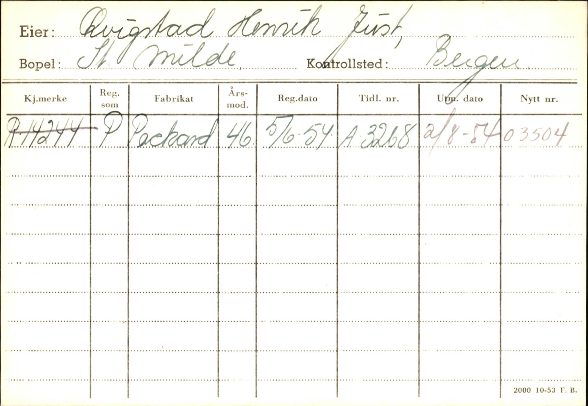 Statens vegvesen, Hordaland vegkontor, AV/SAB-A-5201/2/Ha/L0044: R-eierkort Q-R, 1920-1971, p. 9