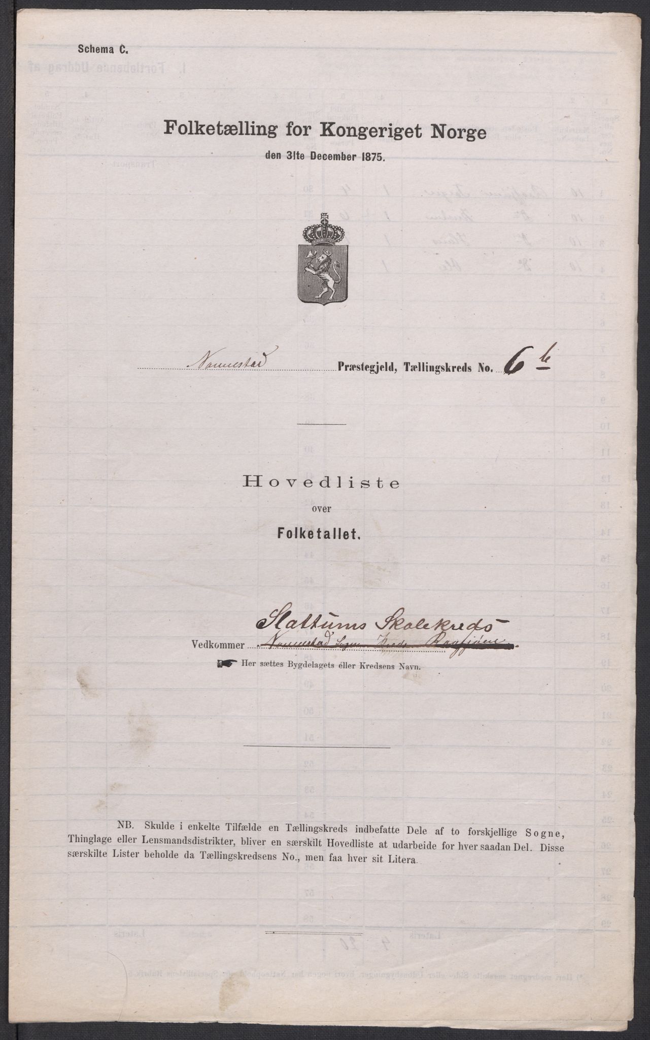 RA, 1875 census for 0238P Nannestad, 1875, p. 26