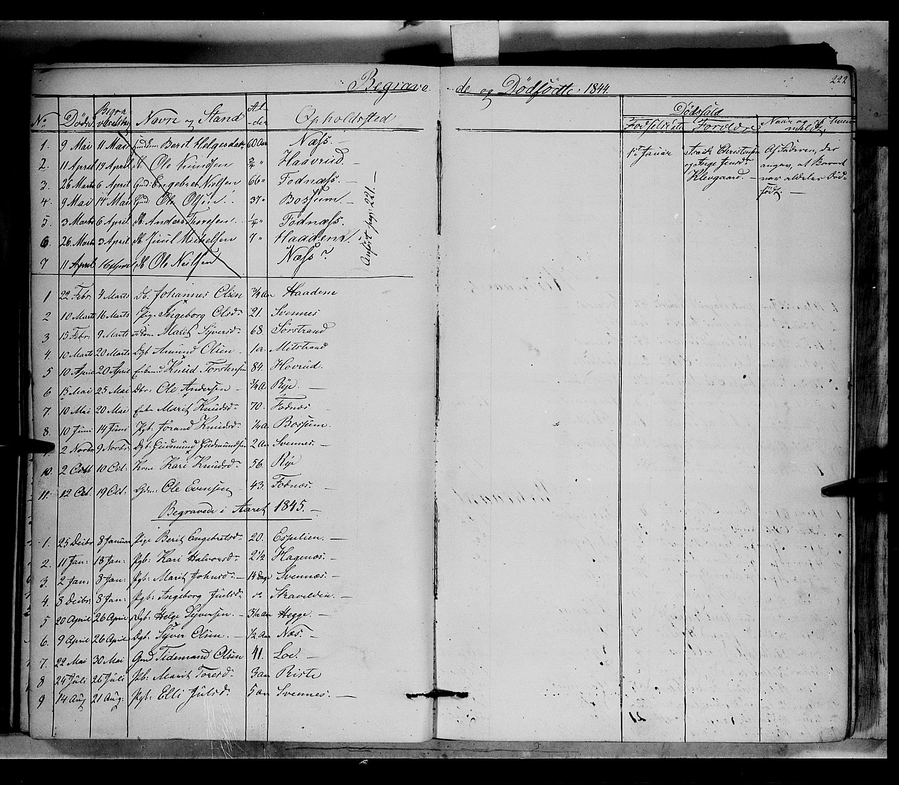 Nord-Aurdal prestekontor, SAH/PREST-132/H/Ha/Haa/L0005: Parish register (official) no. 5, 1842-1863, p. 222