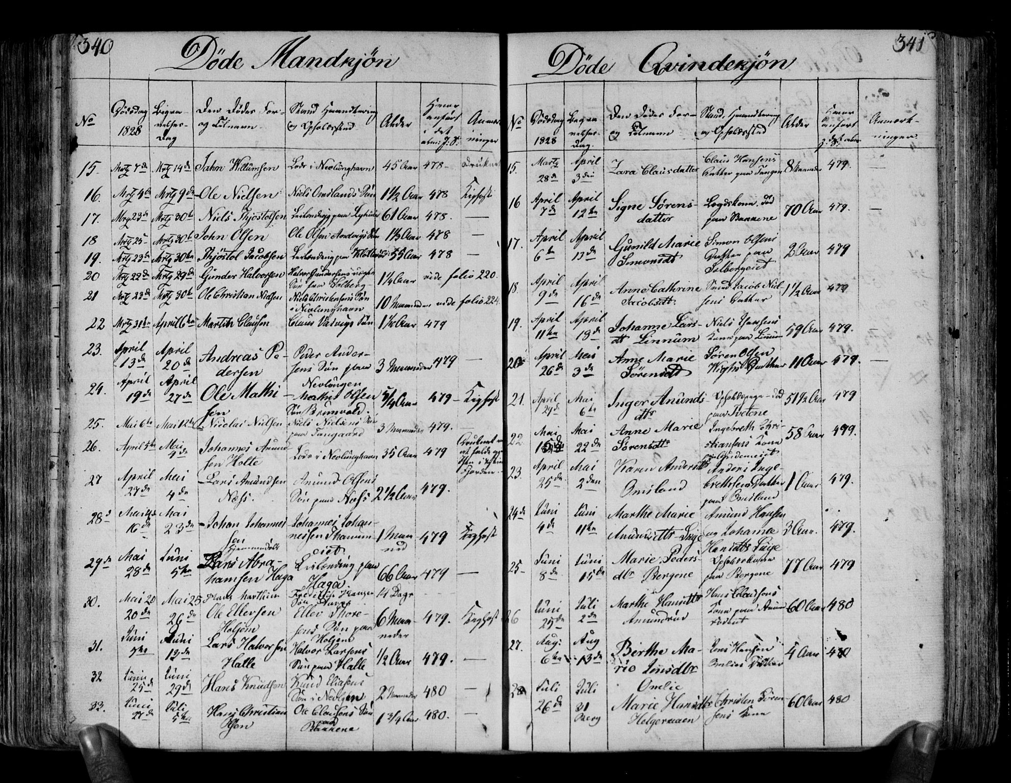 Brunlanes kirkebøker, AV/SAKO-A-342/F/Fa/L0002: Parish register (official) no. I 2, 1802-1834, p. 340-341