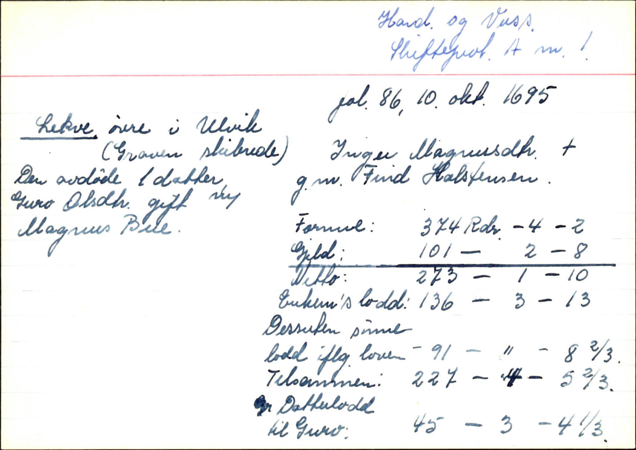 Skiftekort ved Statsarkivet i Bergen, SAB/SKIFTEKORT/002/L0001: Skifteprotokoll nr. 1-3, 1695-1721, p. 49