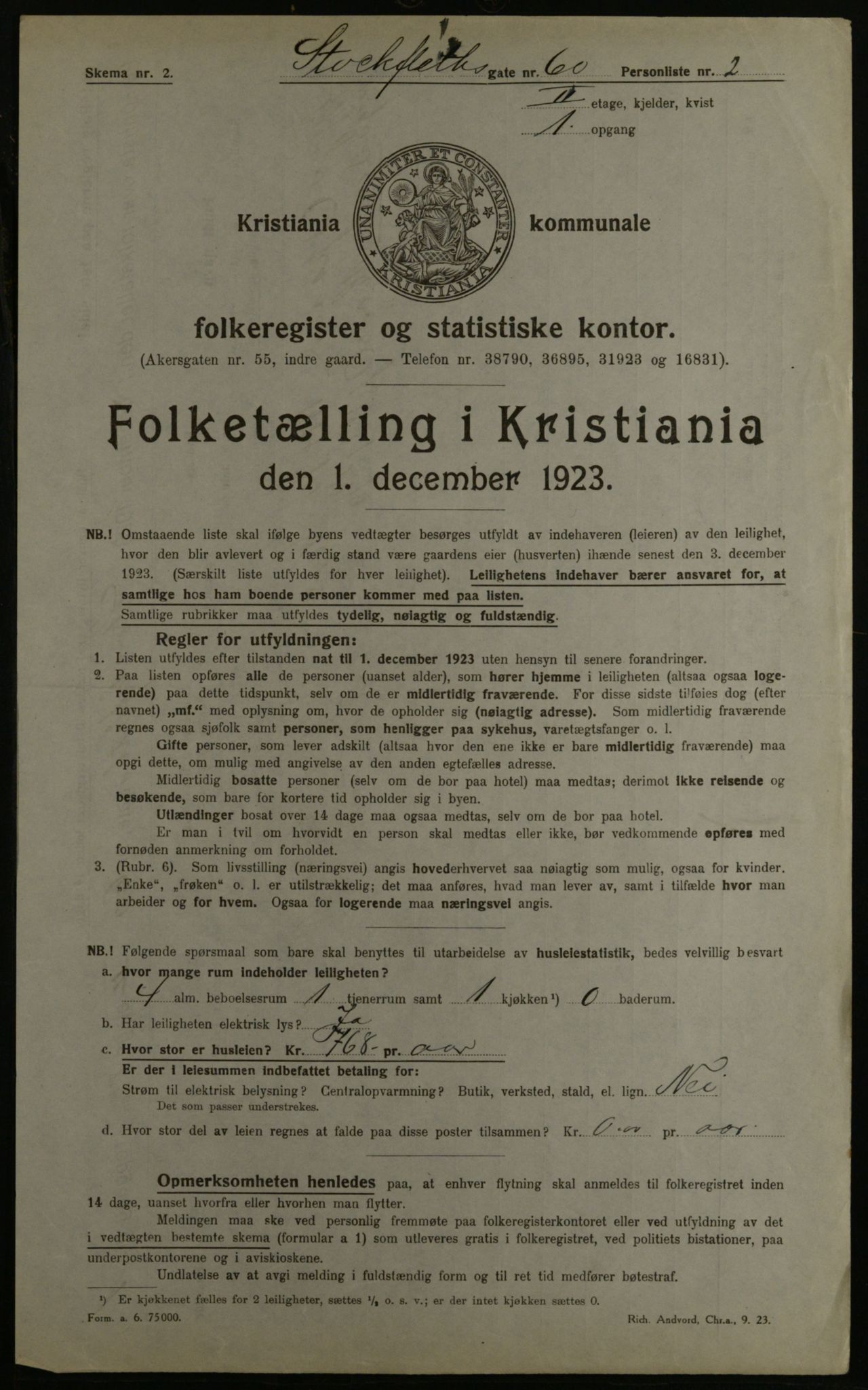 OBA, Municipal Census 1923 for Kristiania, 1923, p. 113612