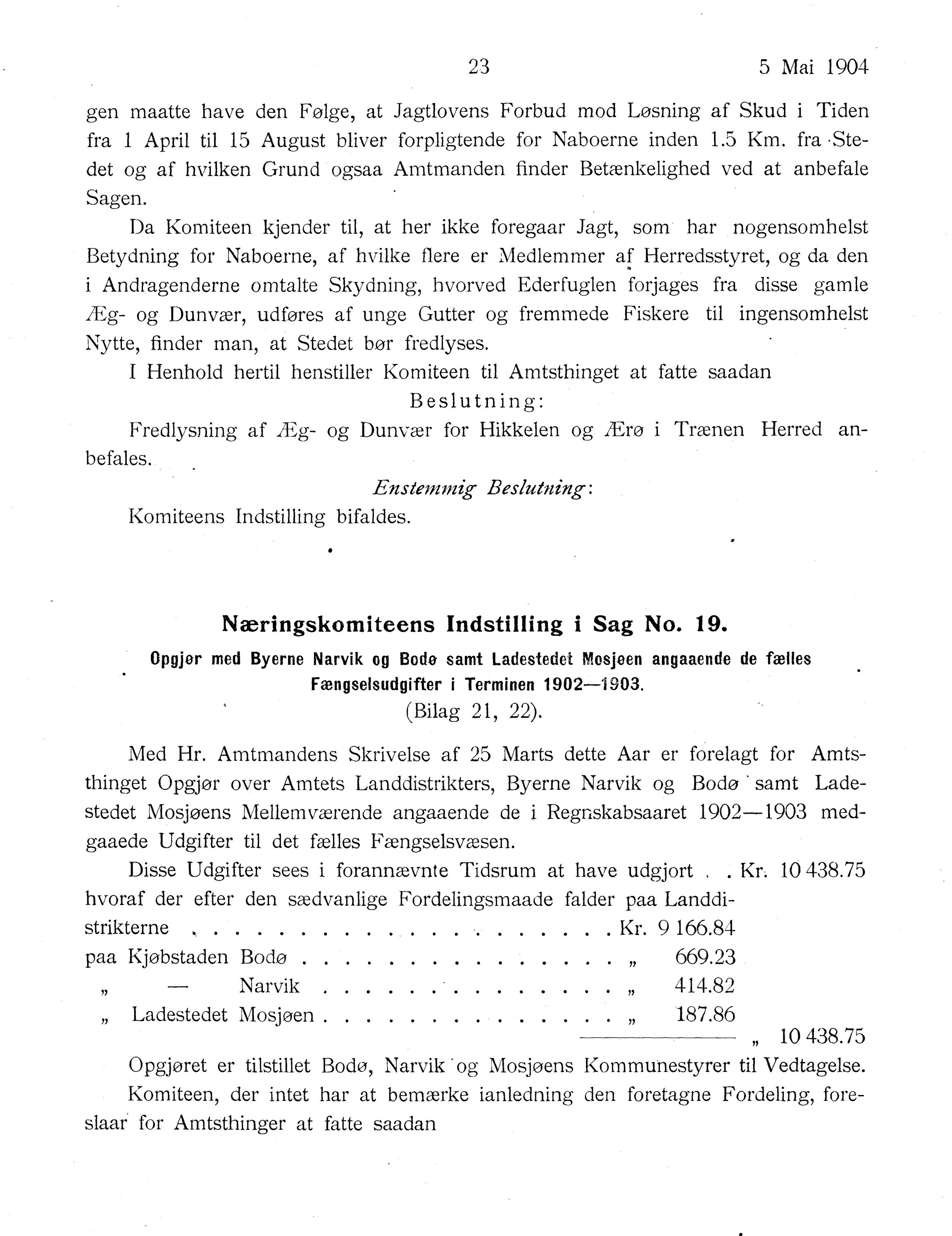 Nordland Fylkeskommune. Fylkestinget, AIN/NFK-17/176/A/Ac/L0027: Fylkestingsforhandlinger 1904, 1904