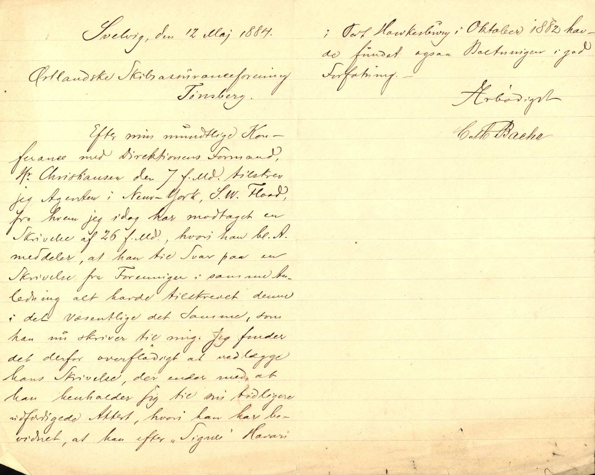 Pa 63 - Østlandske skibsassuranceforening, VEMU/A-1079/G/Ga/L0017/0005: Havaridokumenter / Signe, Hurra, Activ, Sjofna, Senior, Scandia, 1884, p. 49