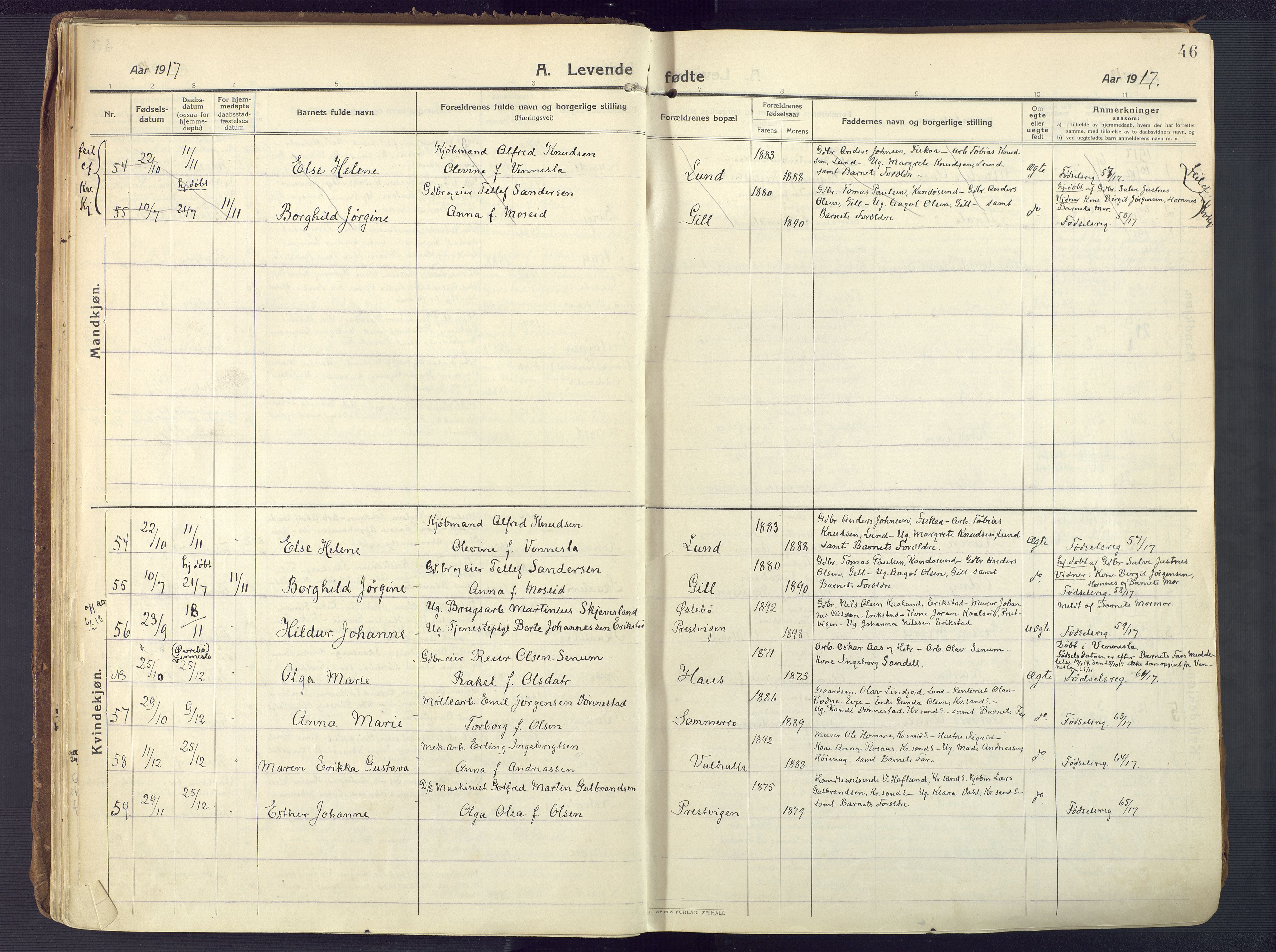 Oddernes sokneprestkontor, AV/SAK-1111-0033/F/Fa/Faa/L0012: Parish register (official) no. A 12, 1912-1925, p. 46