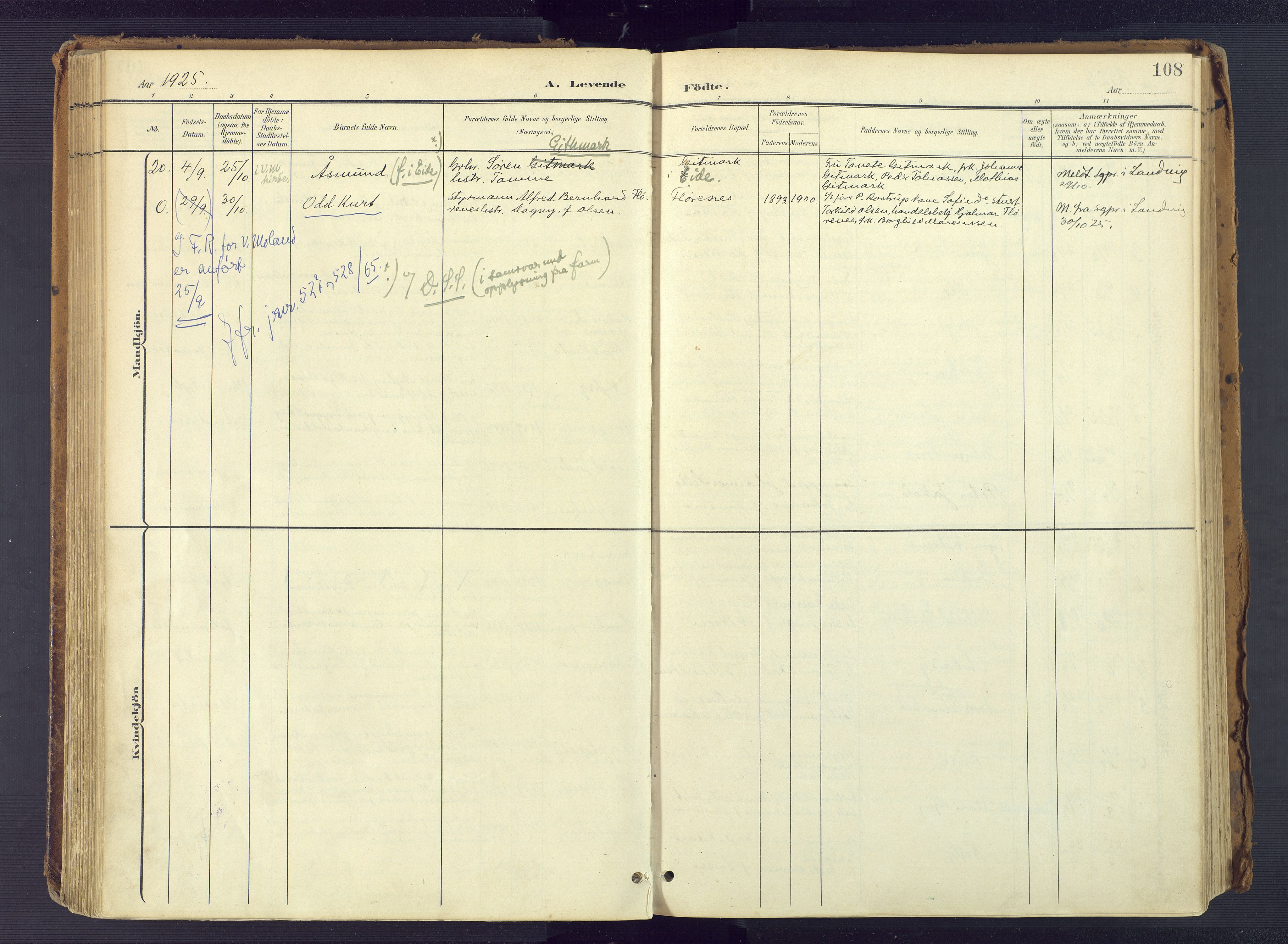 Vestre Moland sokneprestkontor, AV/SAK-1111-0046/F/Fa/Fab/L0010: Parish register (official) no. A 10, 1900-1926, p. 108